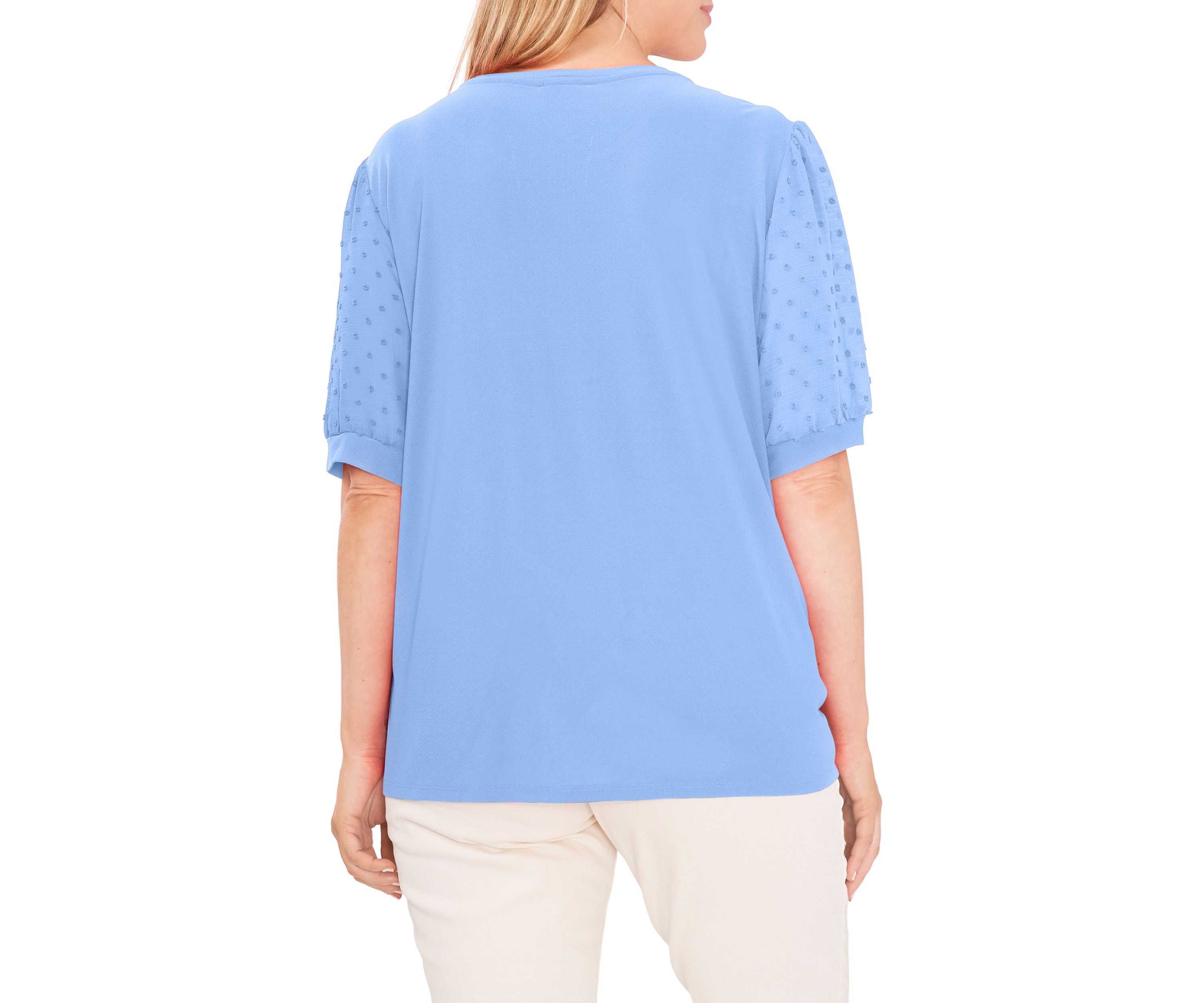 Plus Size Clip Dot Puff Sleeve Blouse