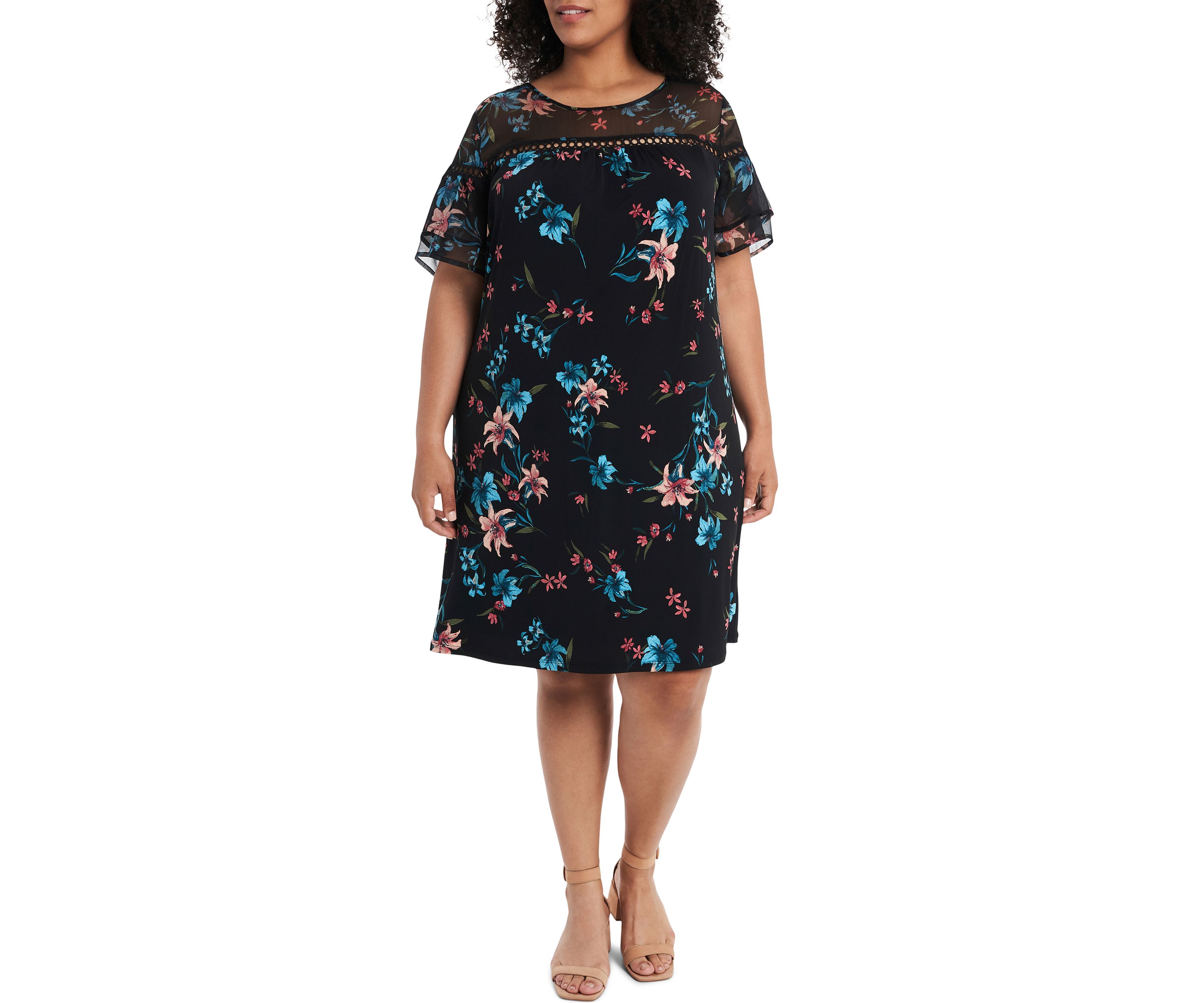 Plus Size Mix Media Expressive Lillies Dress