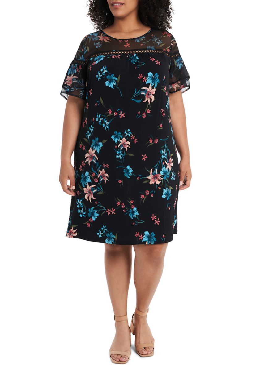 Plus Size Mix Media Expressive Lillies Dress
