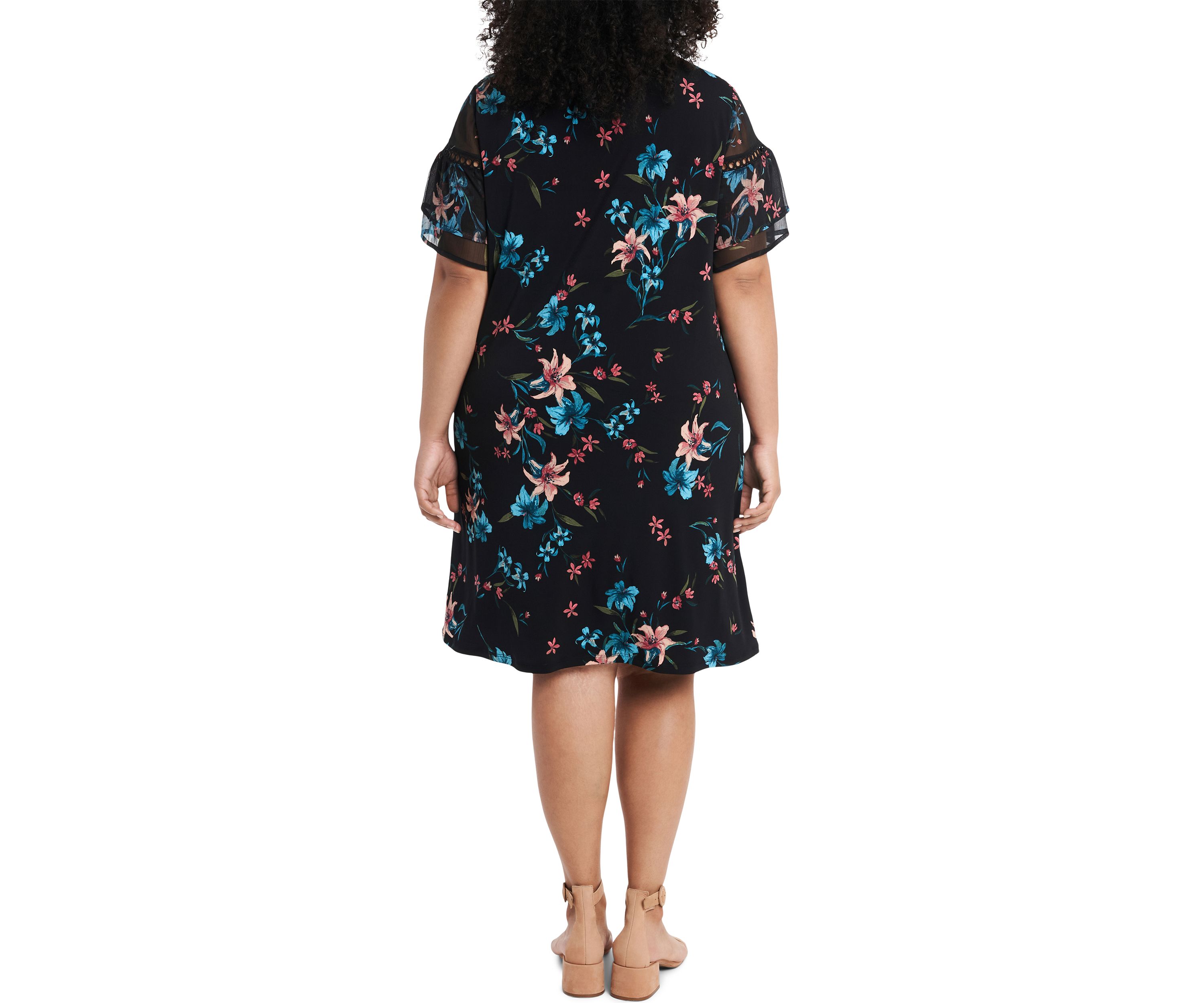 Plus Size Mix Media Expressive Lillies Dress