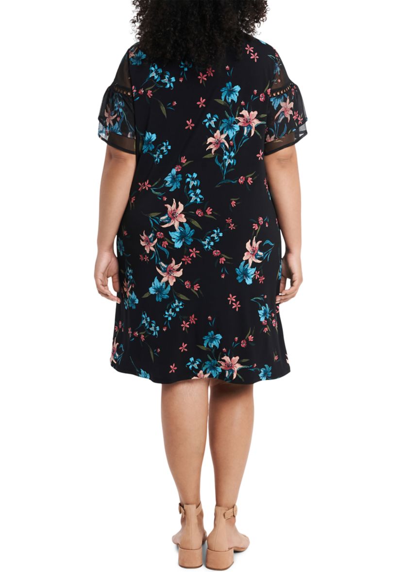 Plus Size Mix Media Expressive Lillies Dress