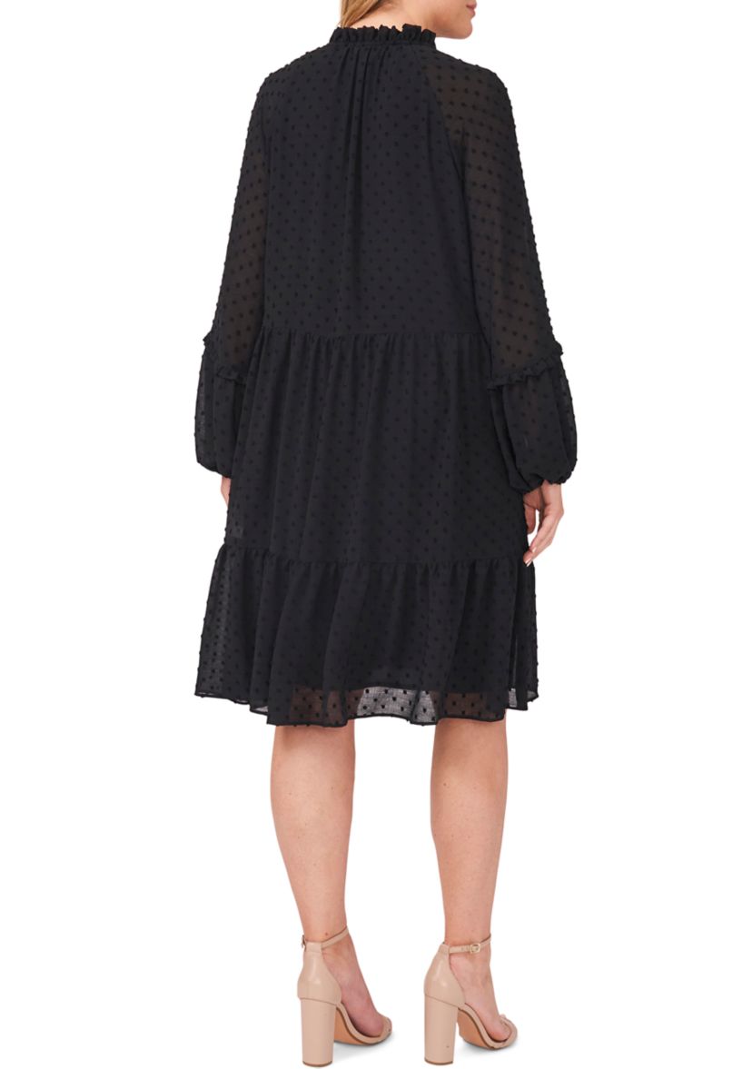 Plus Size Clip Dot Babydoll Dress