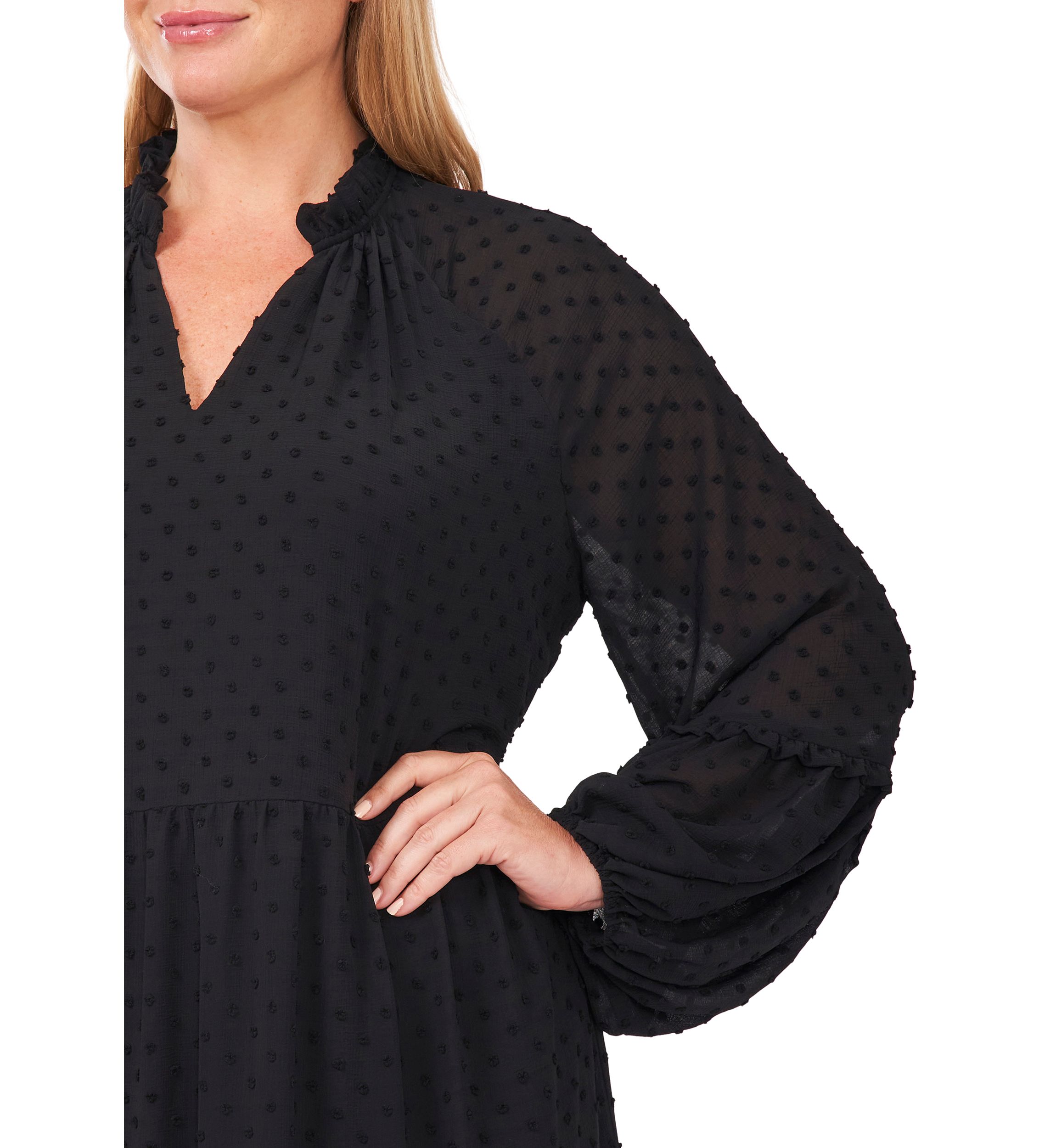 Plus Size Clip Dot Babydoll Dress