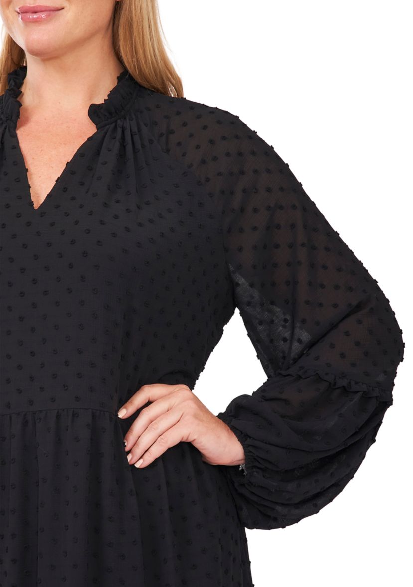 Plus Size Clip Dot Babydoll Dress