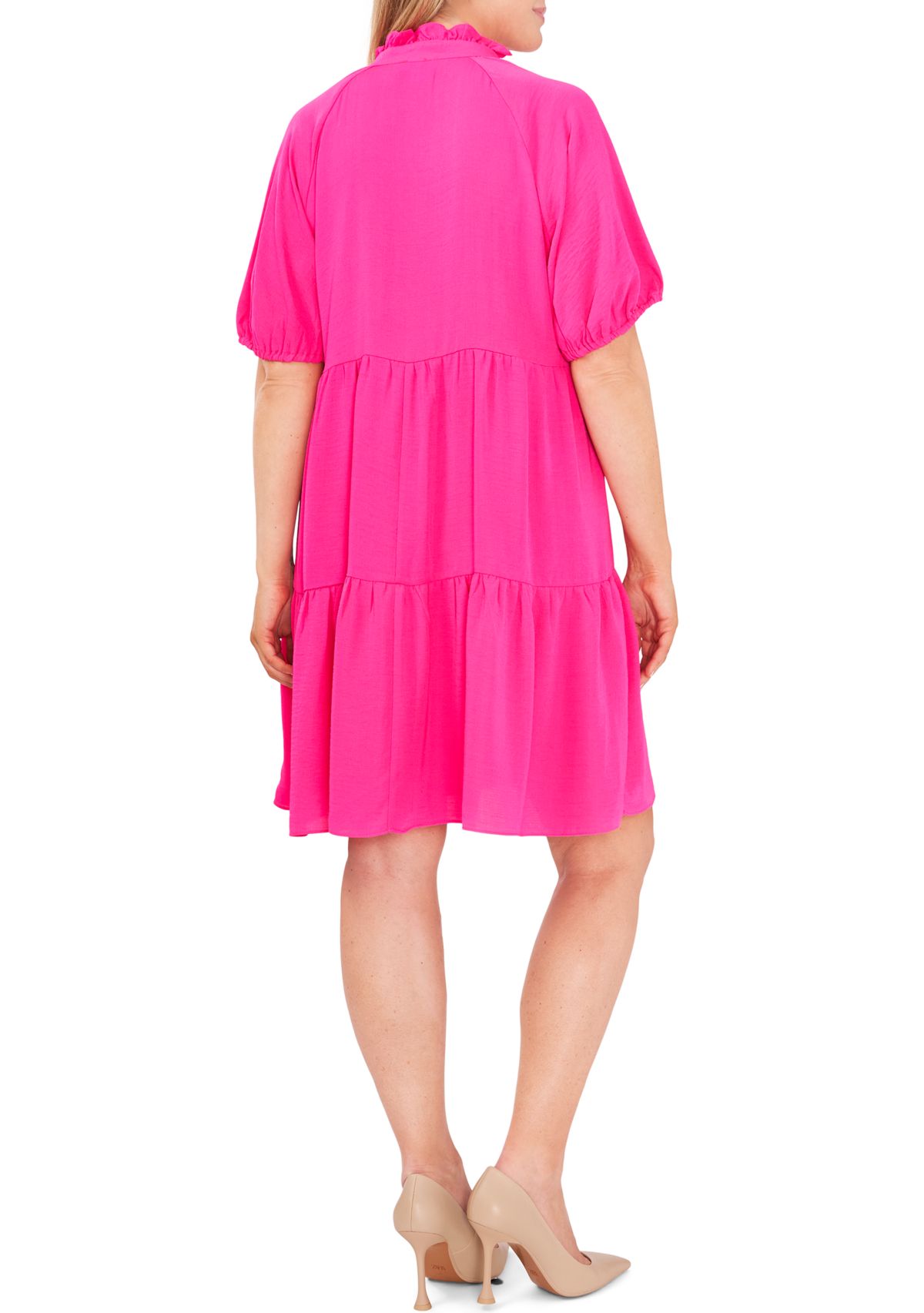Plus Size Tiered Ruffle Neck Dress