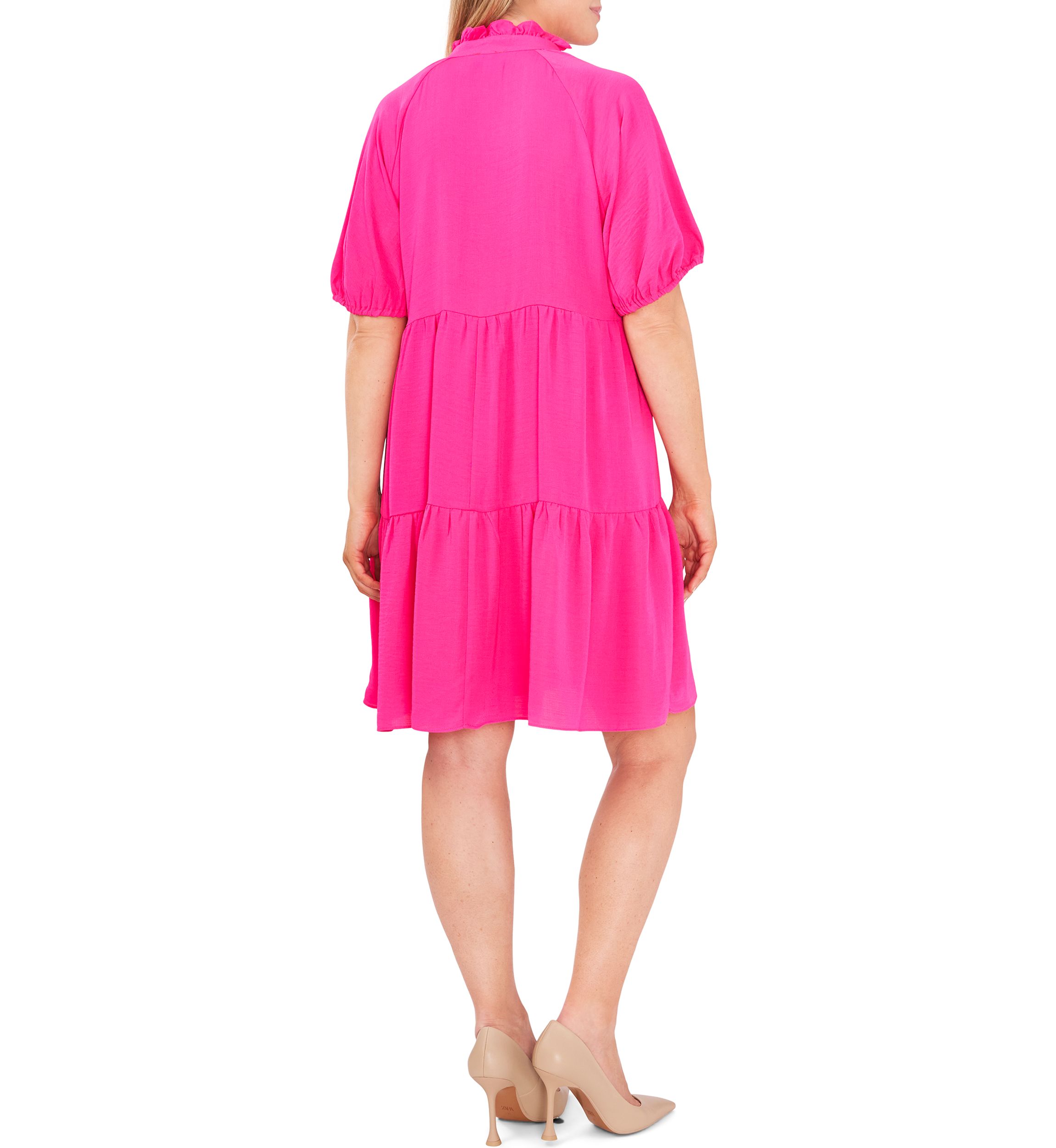Plus Size Tiered Ruffle Neck Dress