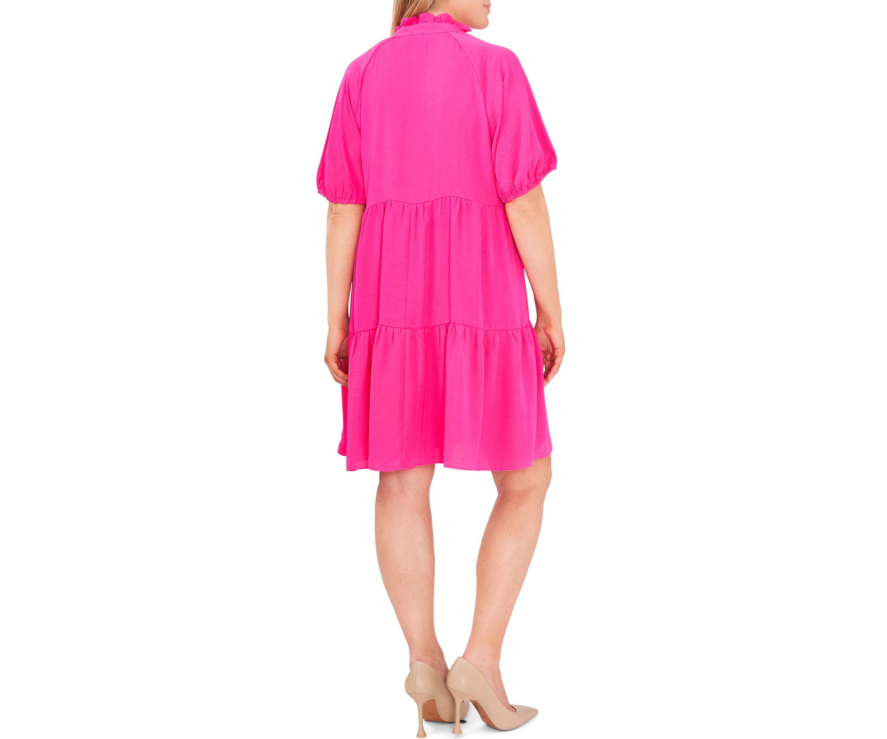 Plus Size Tiered Ruffle Neck Dress