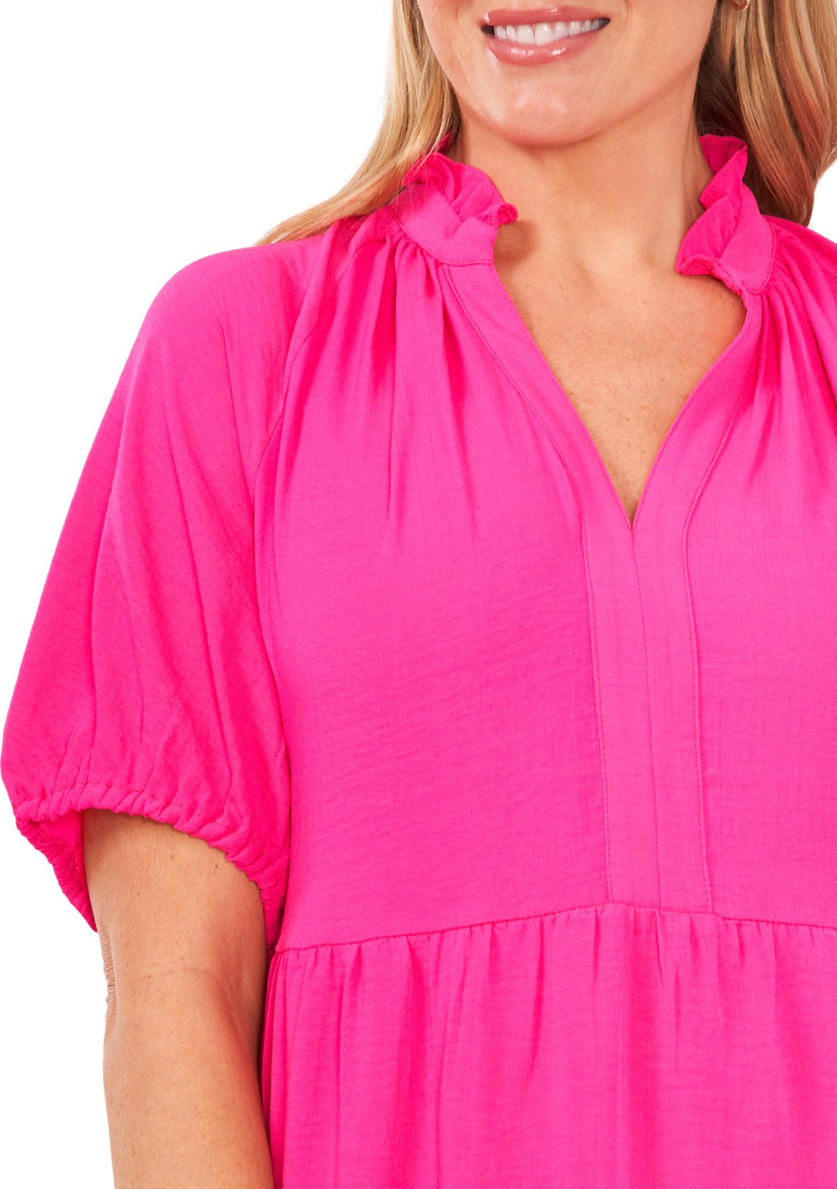 Plus Size Tiered Ruffle Neck Dress