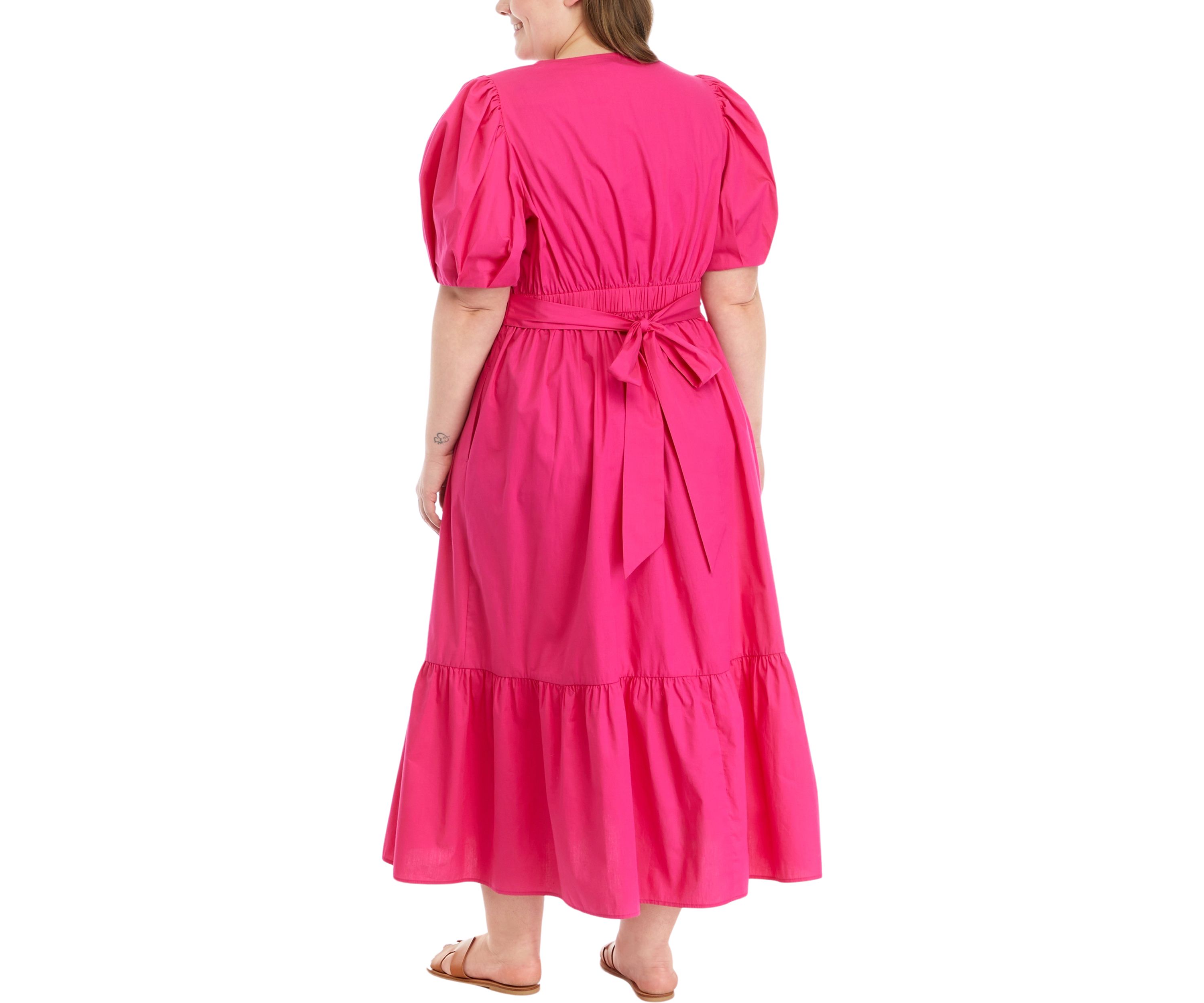 Plus Size Double Ruffle Square Neck High Low Maxi Dress 