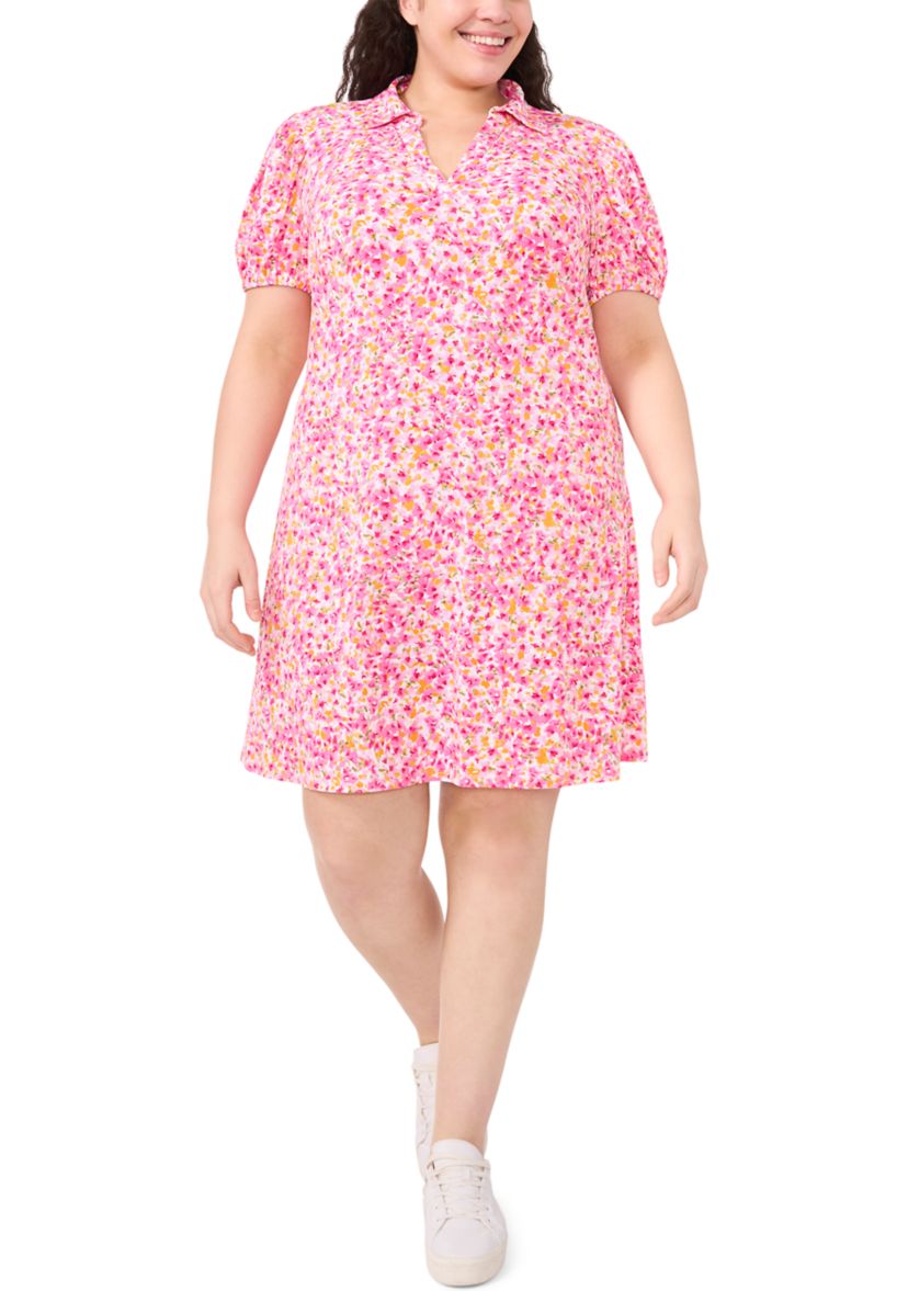 Plus Size V-Neck Dress with Ruffle Hem 