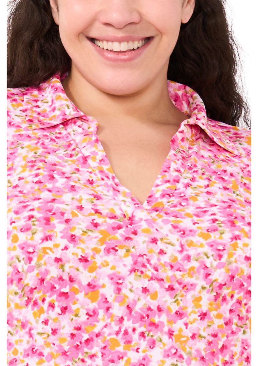 Plus Size V-Neck Dress with Ruffle Hem 