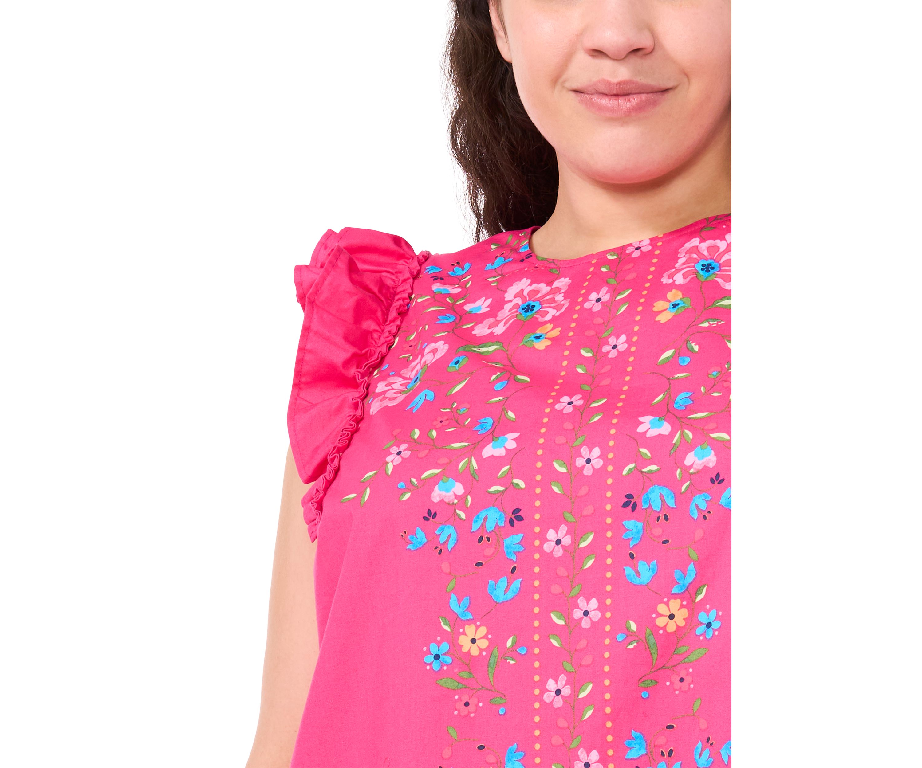 Plus Size Crew Neck Ruffle Sleeve Dress