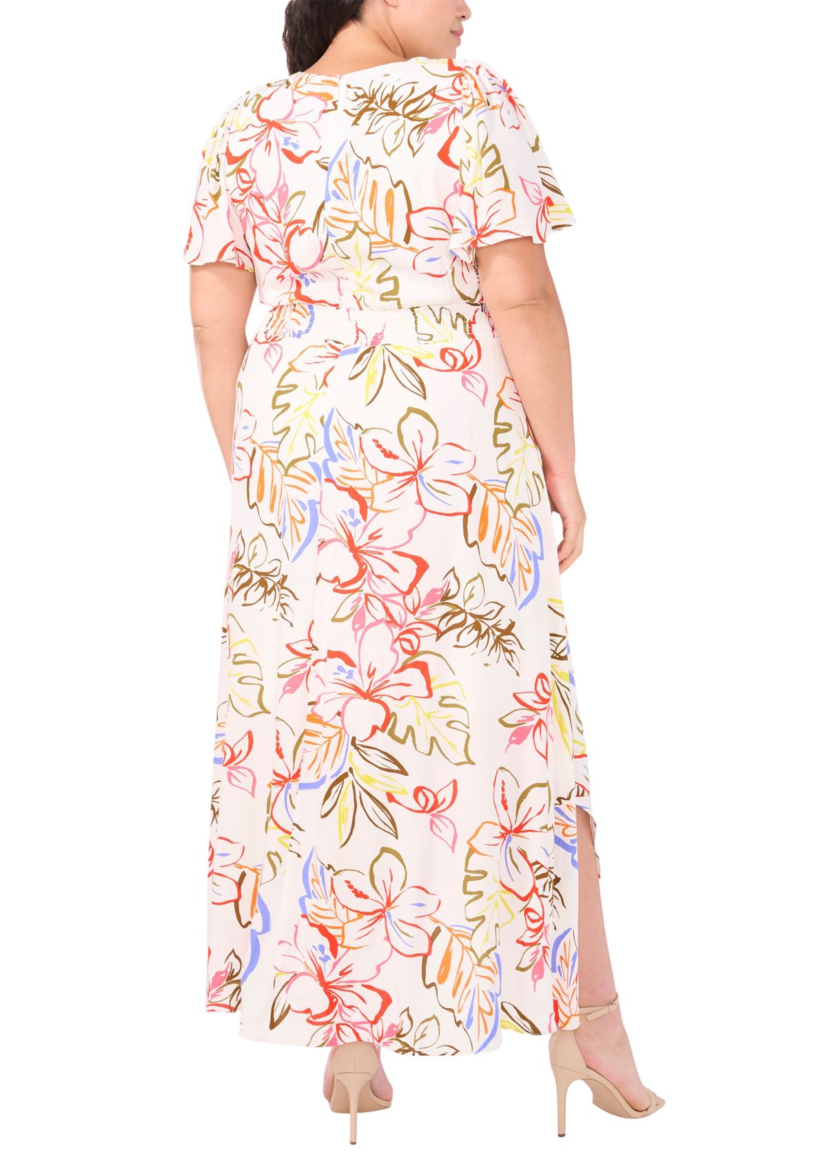 Plus Size V-Neck Smocked Waist Dress