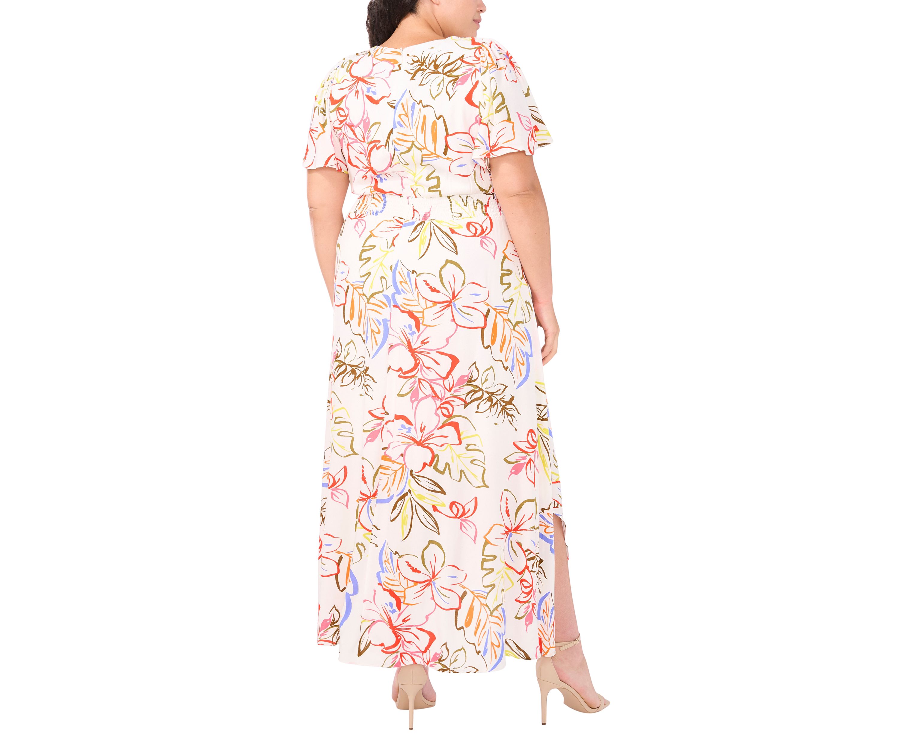 Plus Size V-Neck Smocked Waist Dress