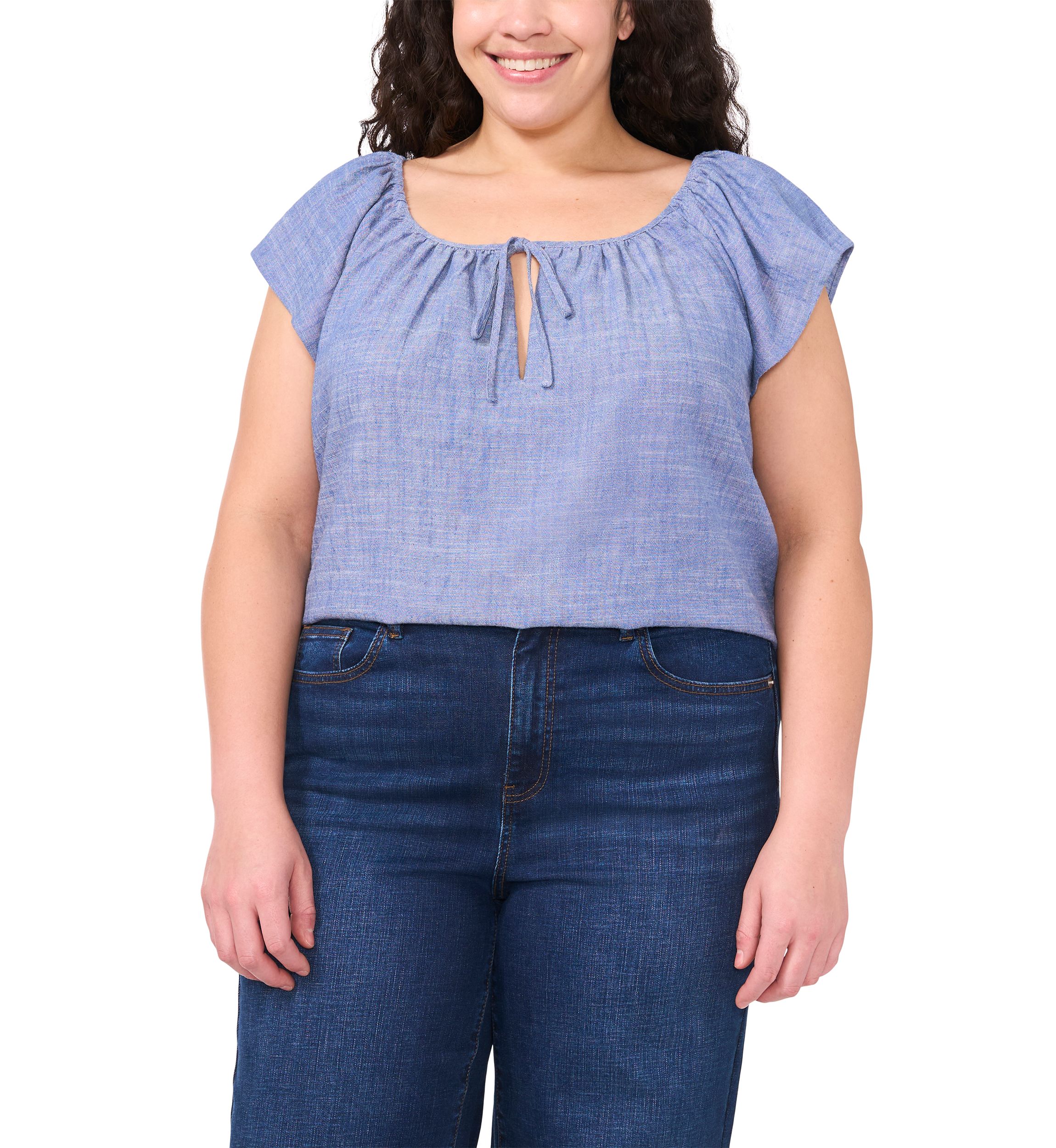 Plus Size Gathered Neck Top
