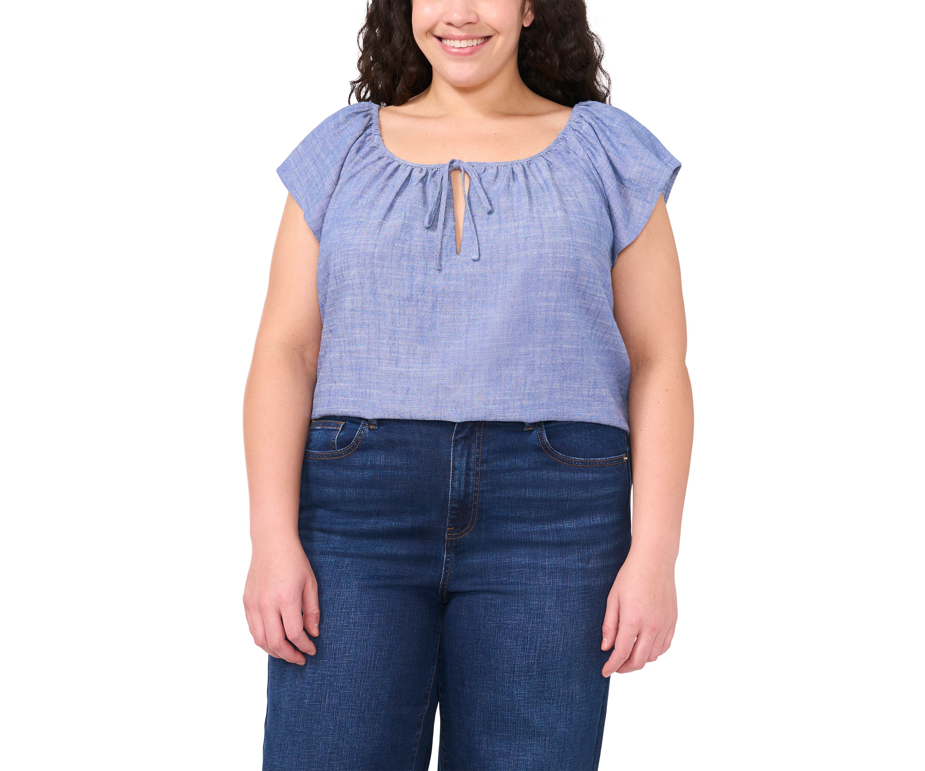 Plus Size Gathered Neck Top