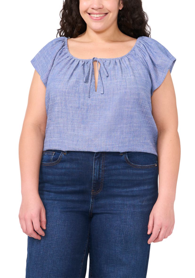 Plus Size Gathered Neck Top