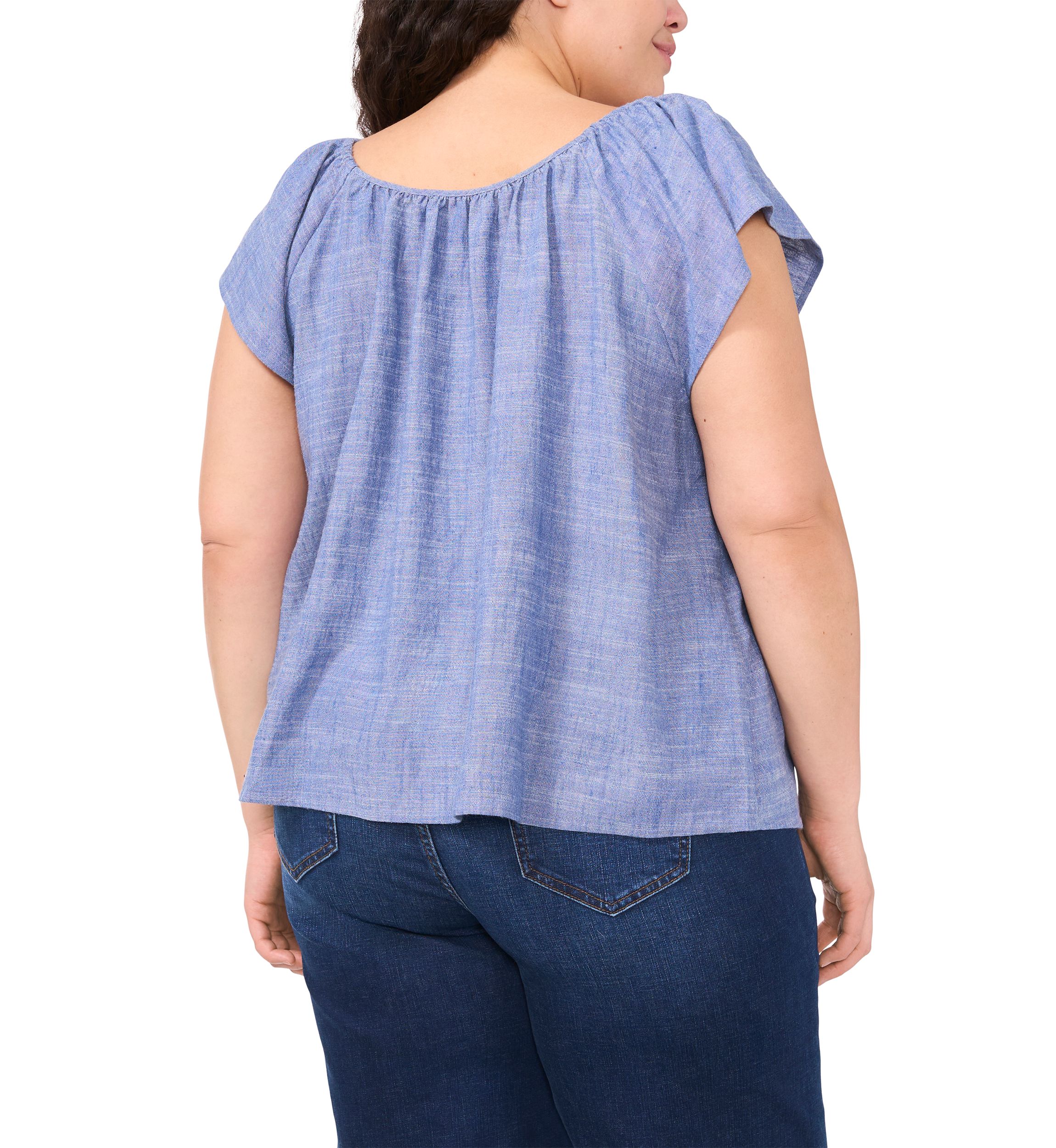 Plus Size Gathered Neck Top