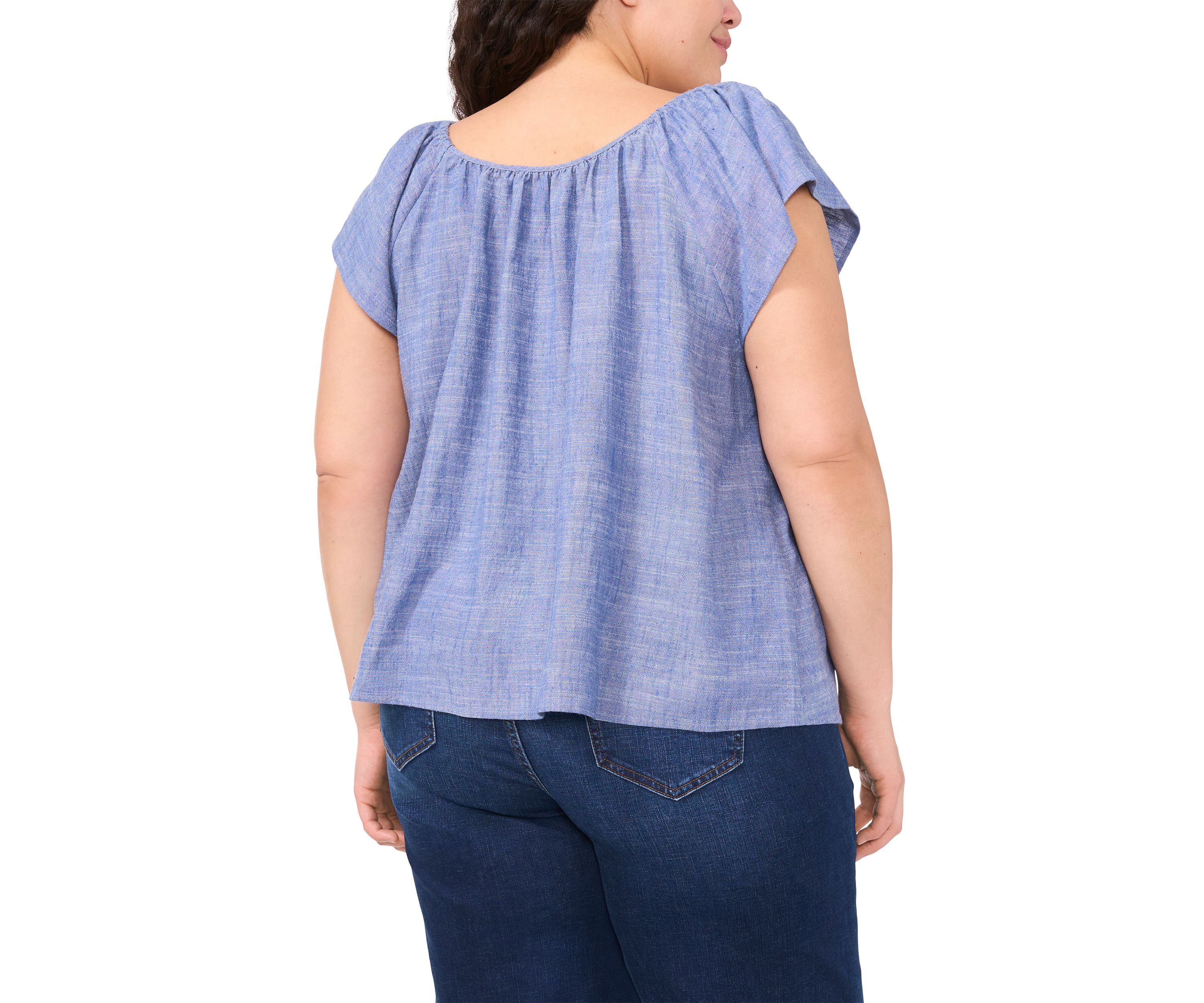Plus Size Gathered Neck Top