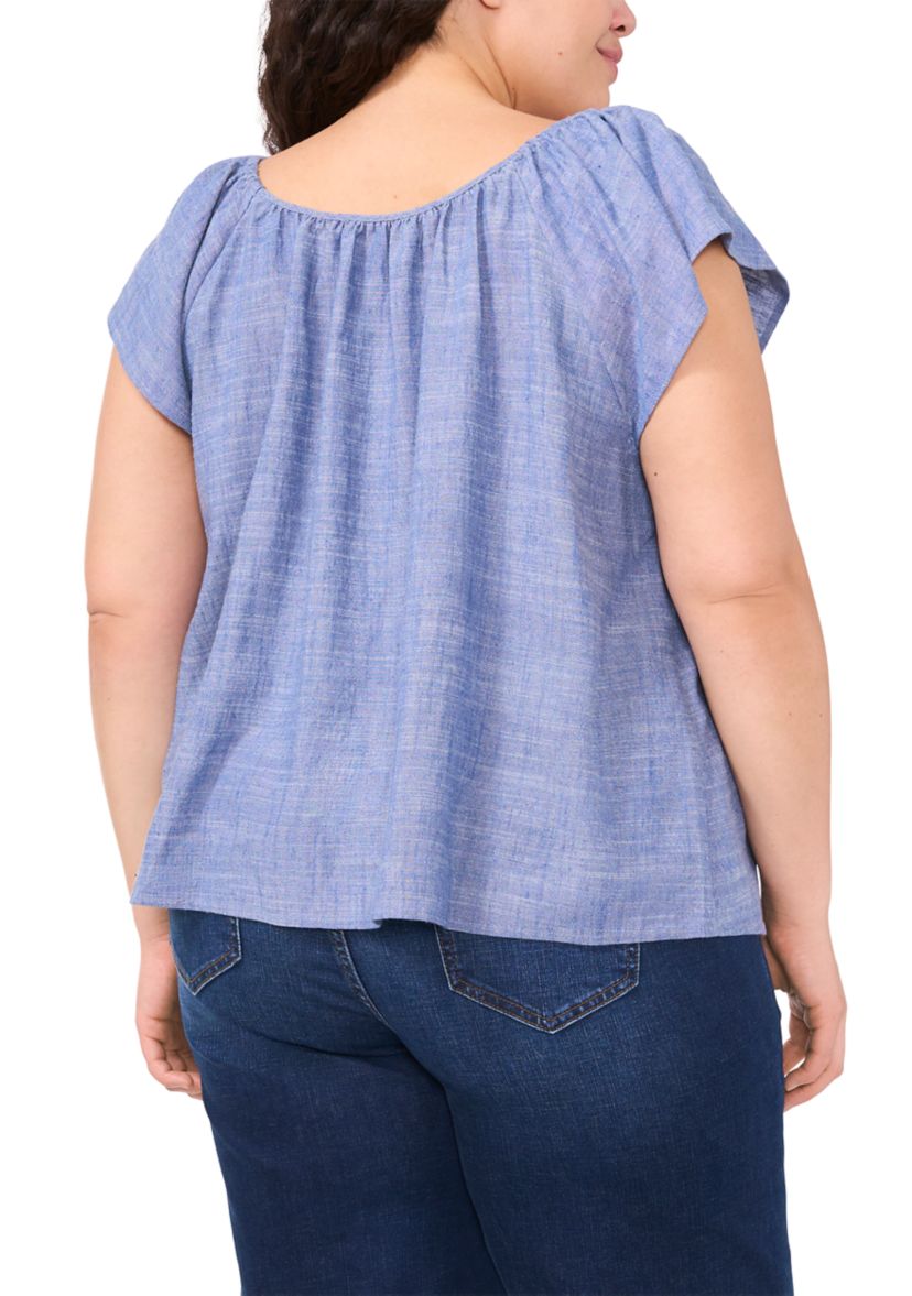 Plus Size Gathered Neck Top