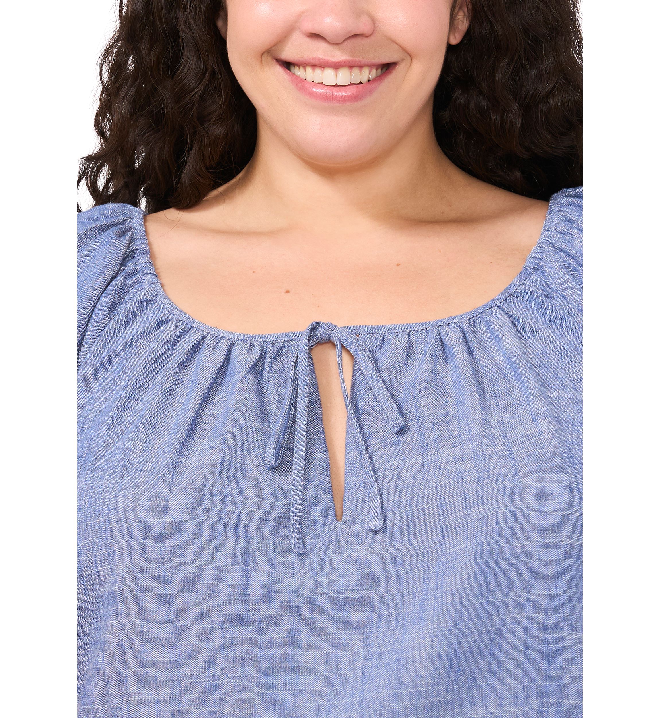 Plus Size Gathered Neck Top