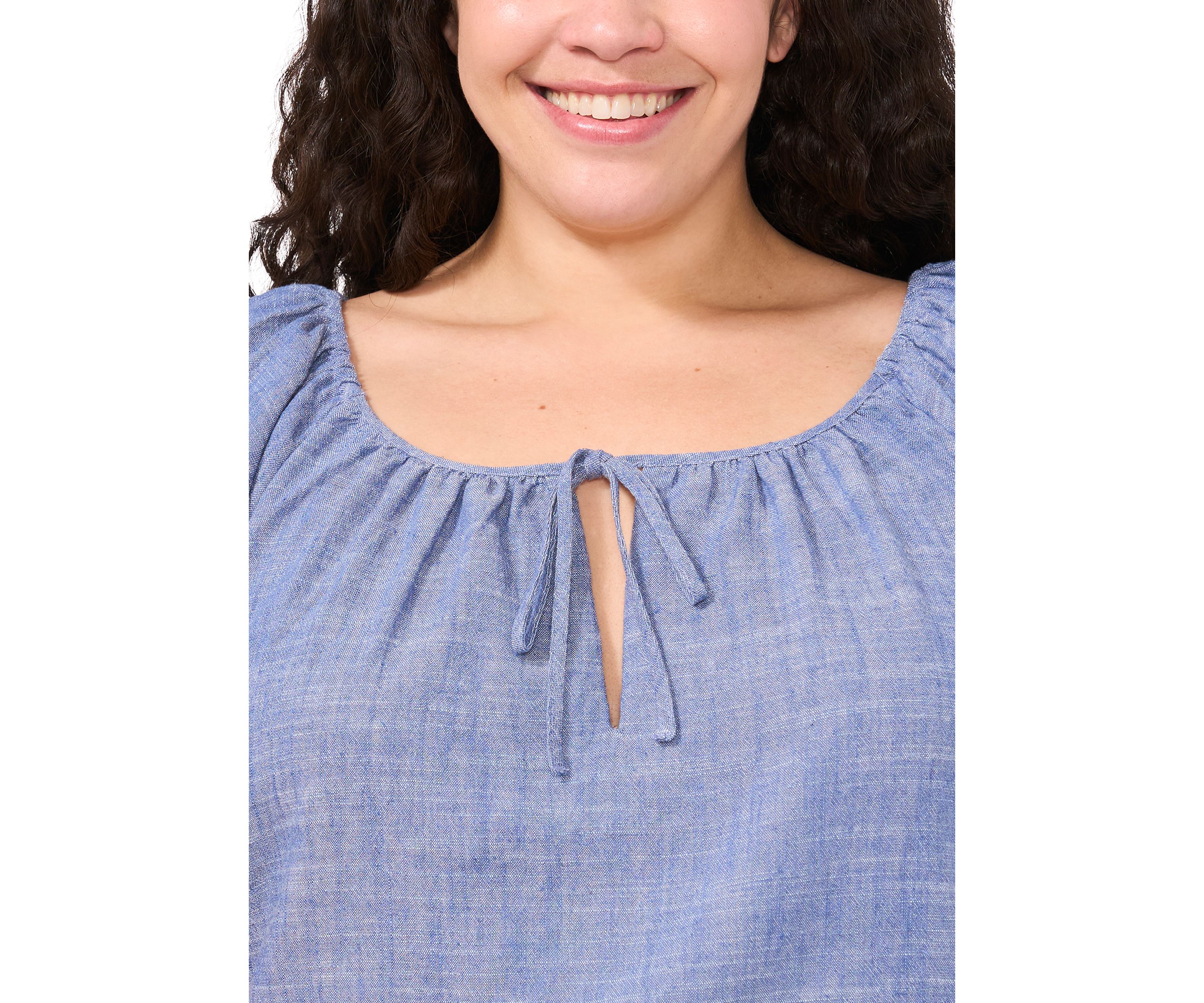 Plus Size Gathered Neck Top