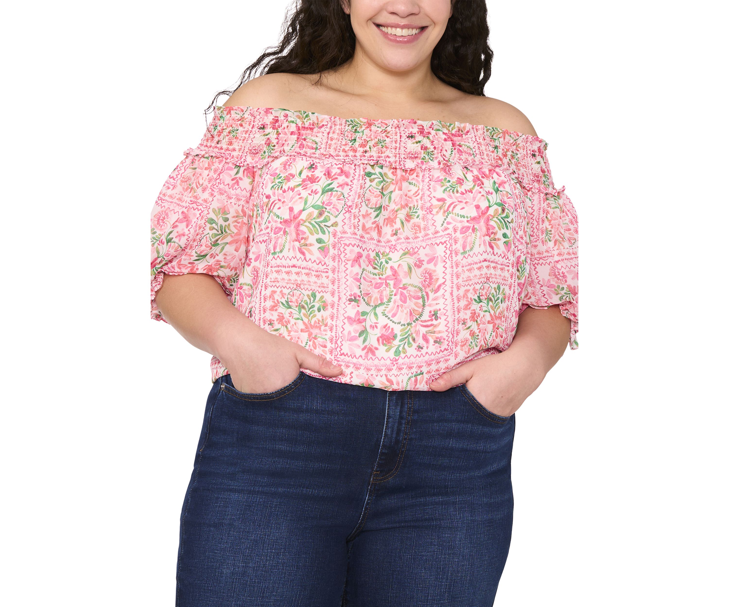 Womens Off the Shoulder Elbow Sleeve Blouse 