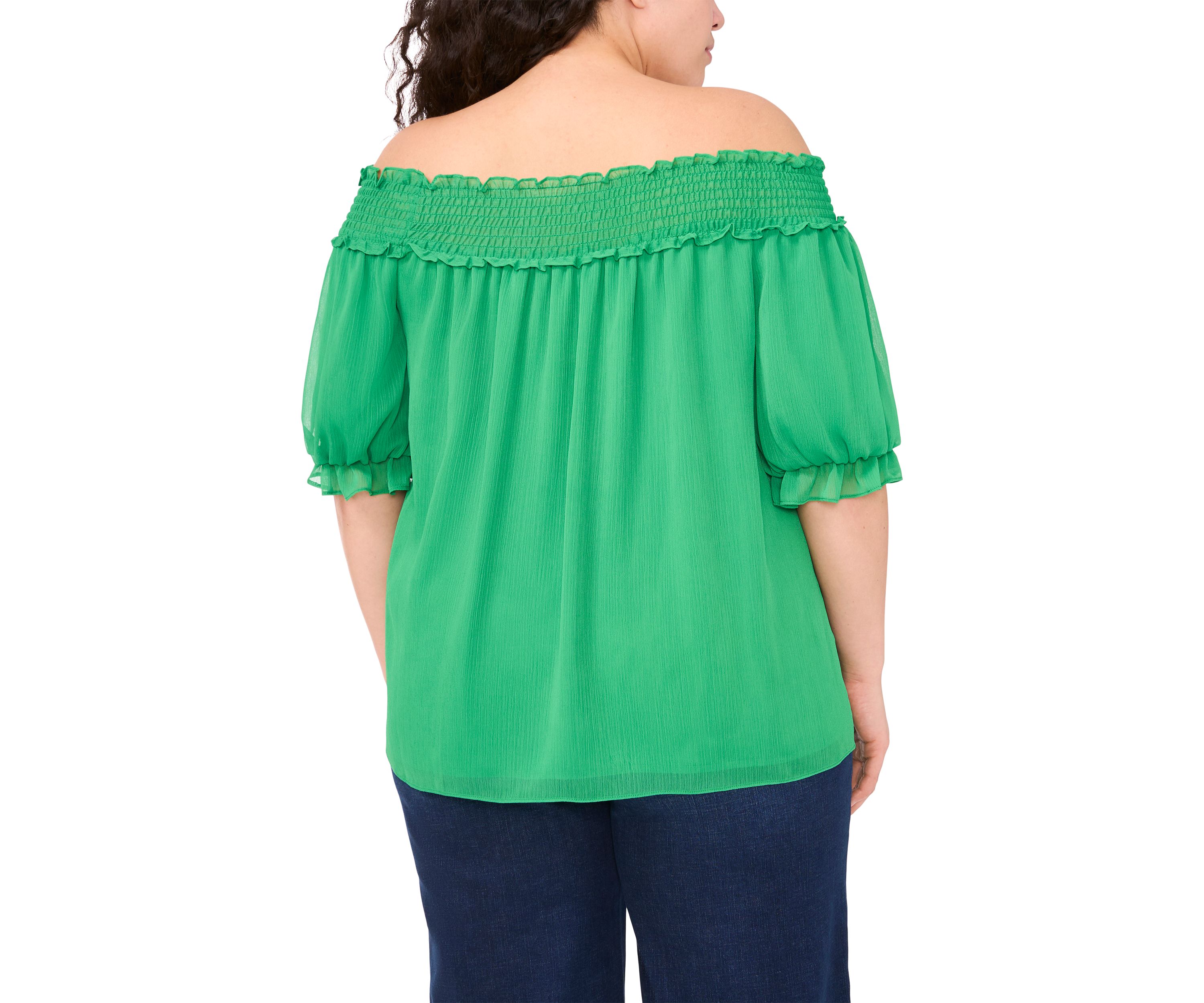 Plus Size Off the Shoulder Elbow Sleeve Blouse