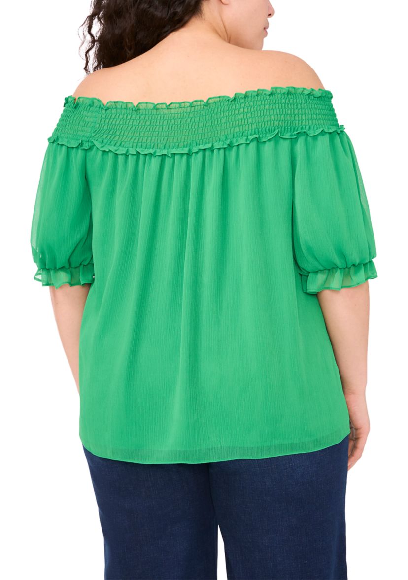 Plus Size Off the Shoulder Elbow Sleeve Blouse