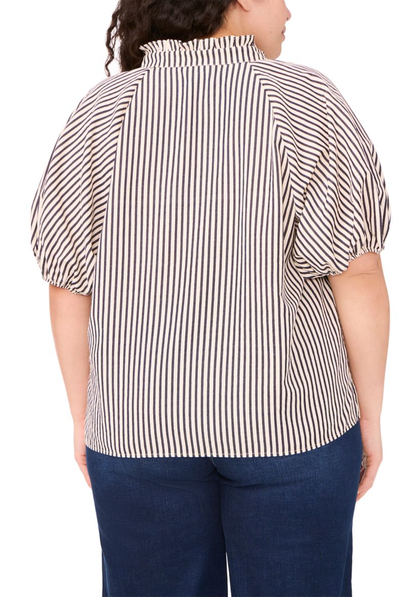 Plus Size Split Neck Blouse