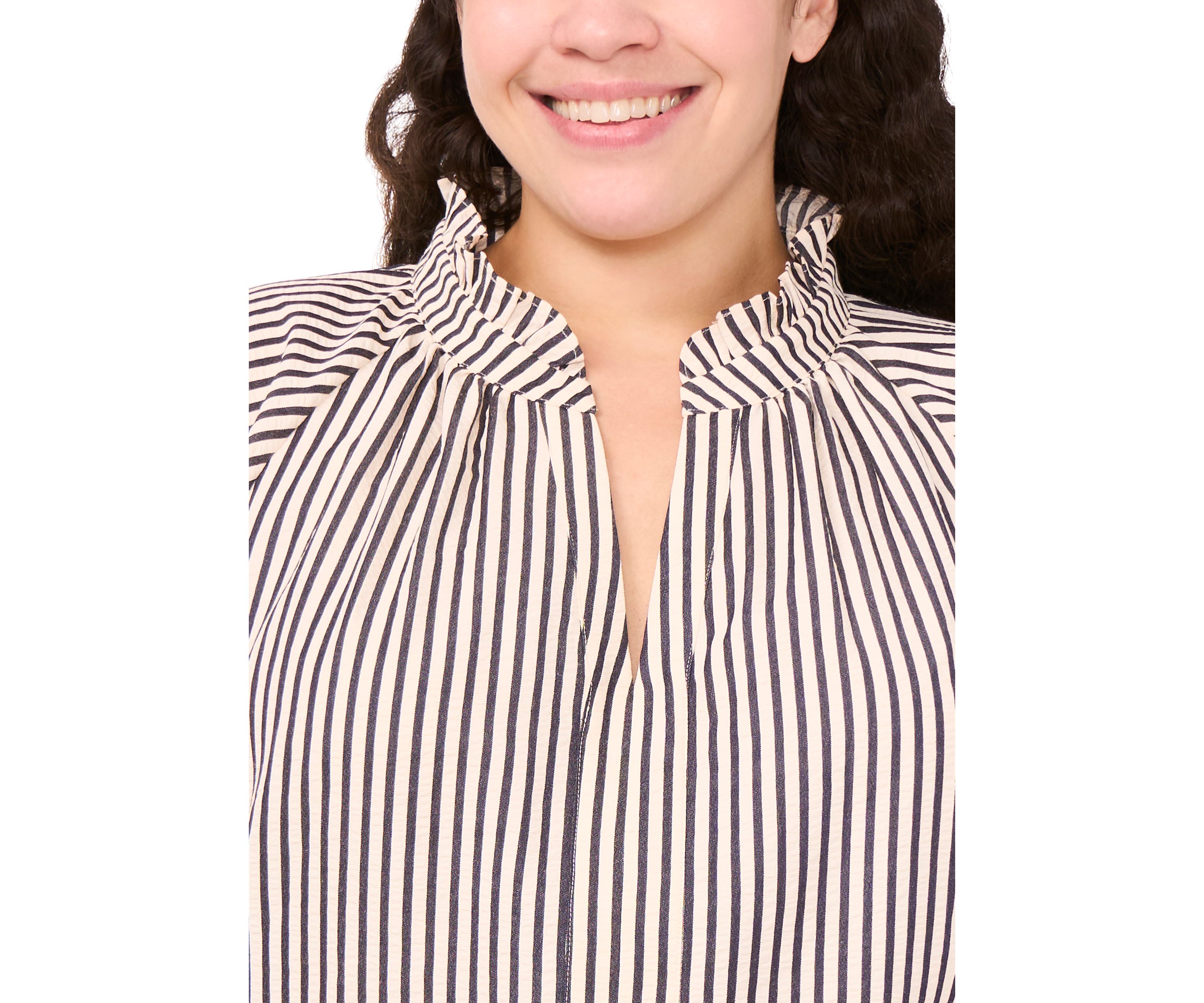 Plus Size Split Neck Blouse