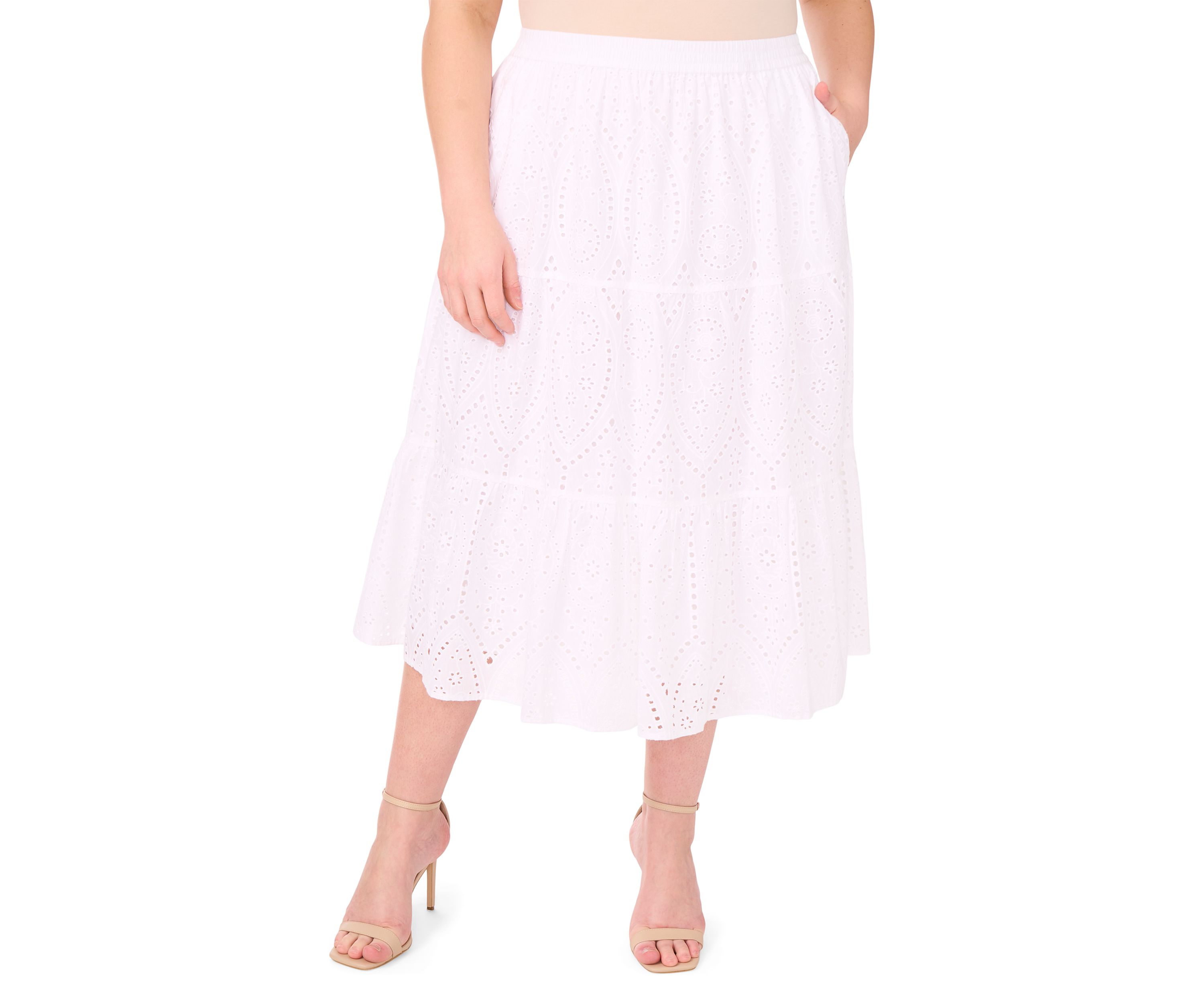 Plus Size Tiered Midi Skirt