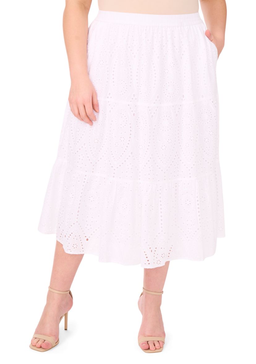 Plus Size Tiered Midi Skirt