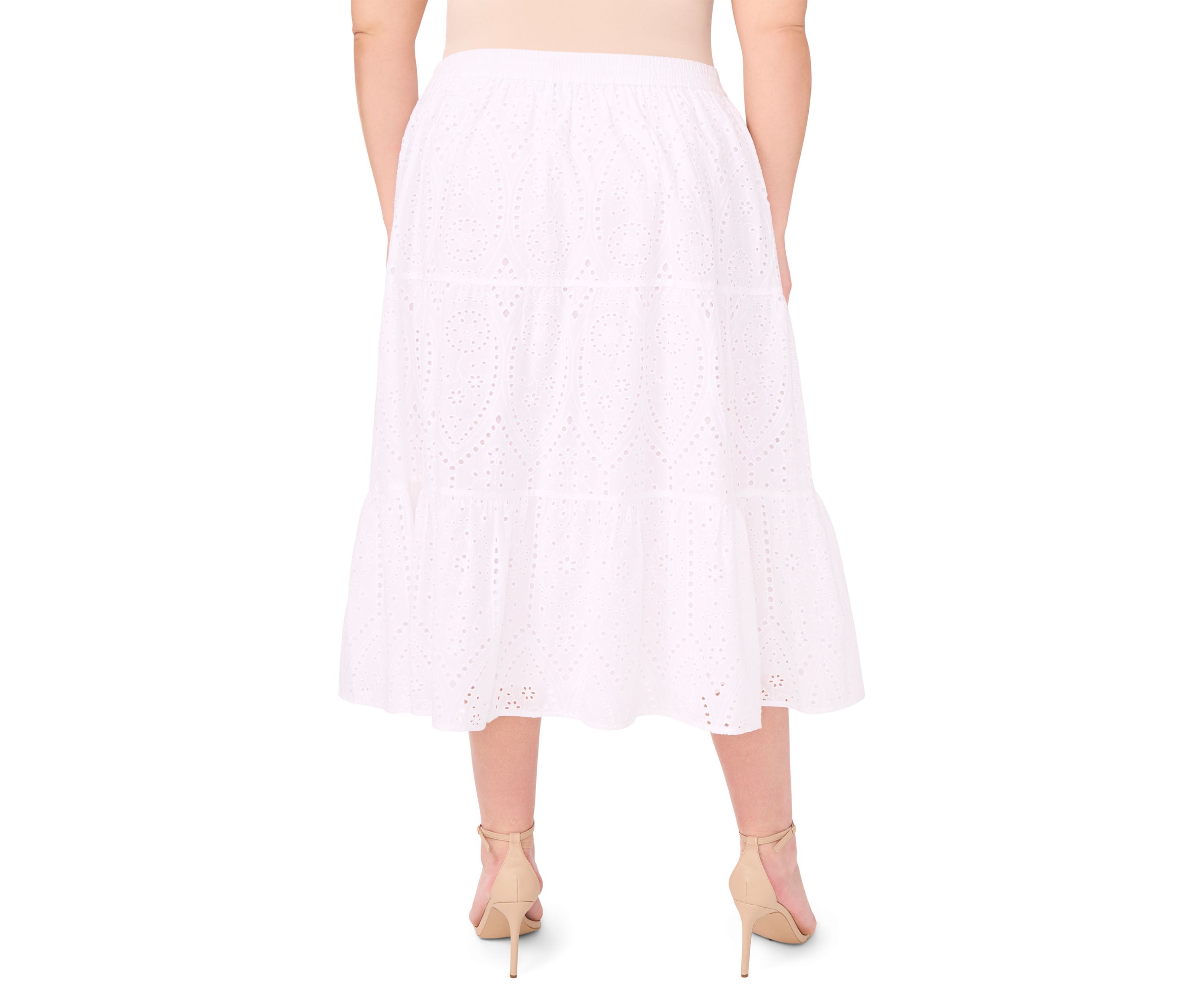 Plus Size Tiered Midi Skirt