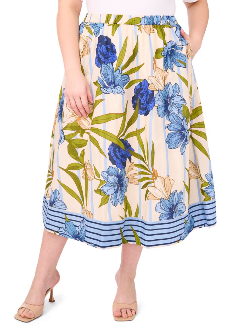 Plus Size Printed Maxi Skirt