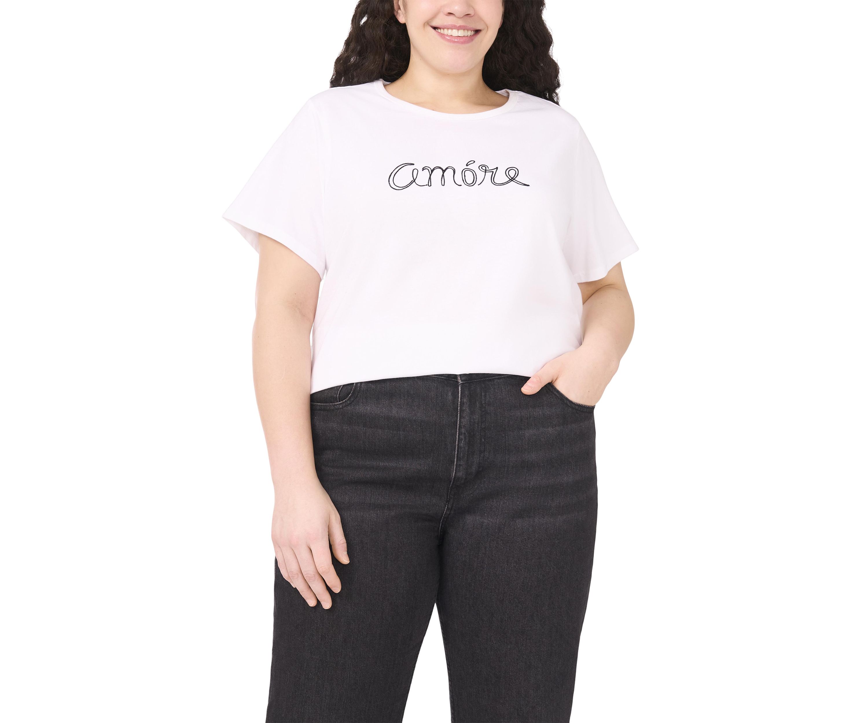 Plus Size Short Sleeve Crew Neck Amore T-Shirt