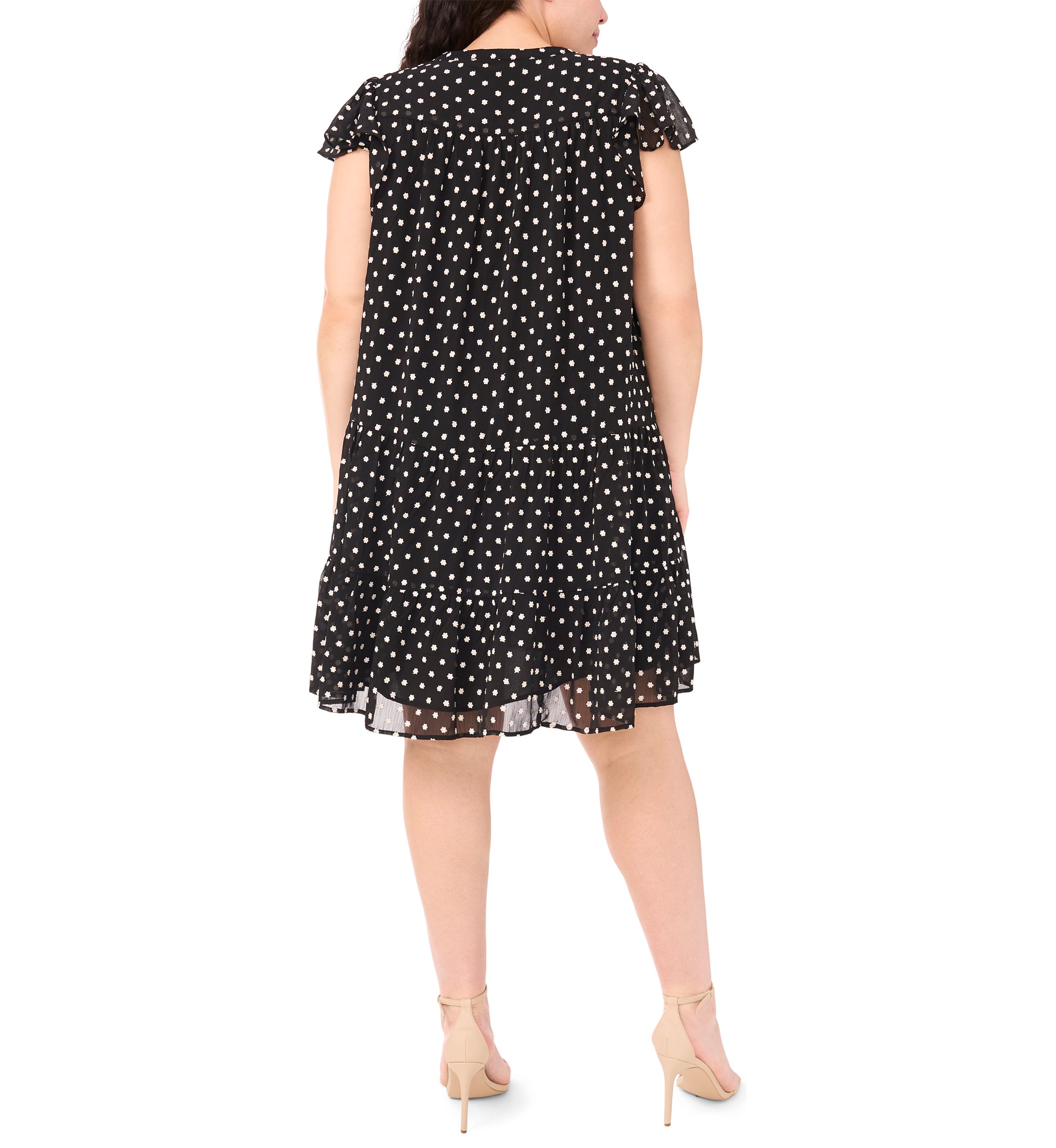 Plus Size Flutter Sleeve Tiered Dress