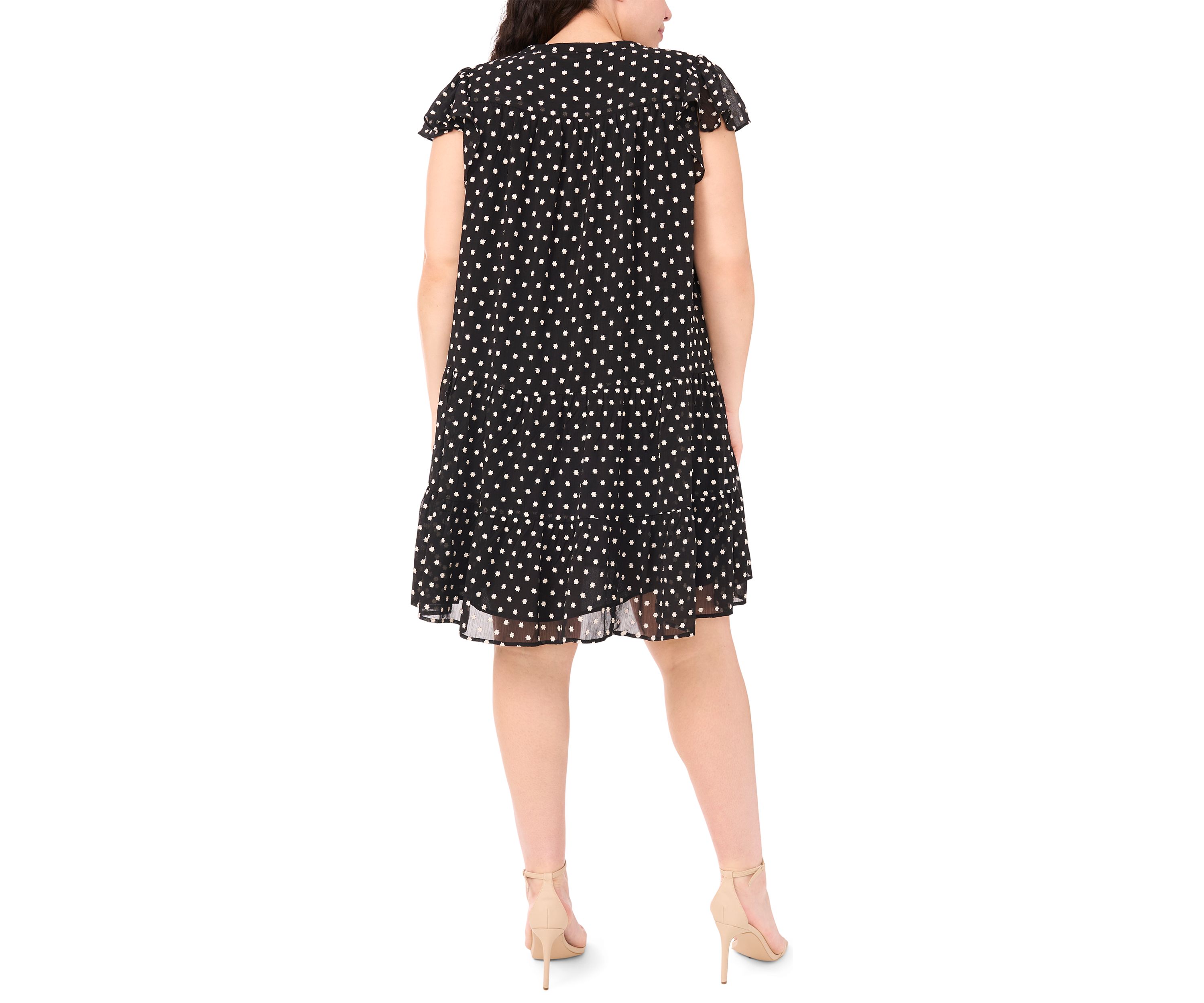 Plus Size Flutter Sleeve Tiered Dress
