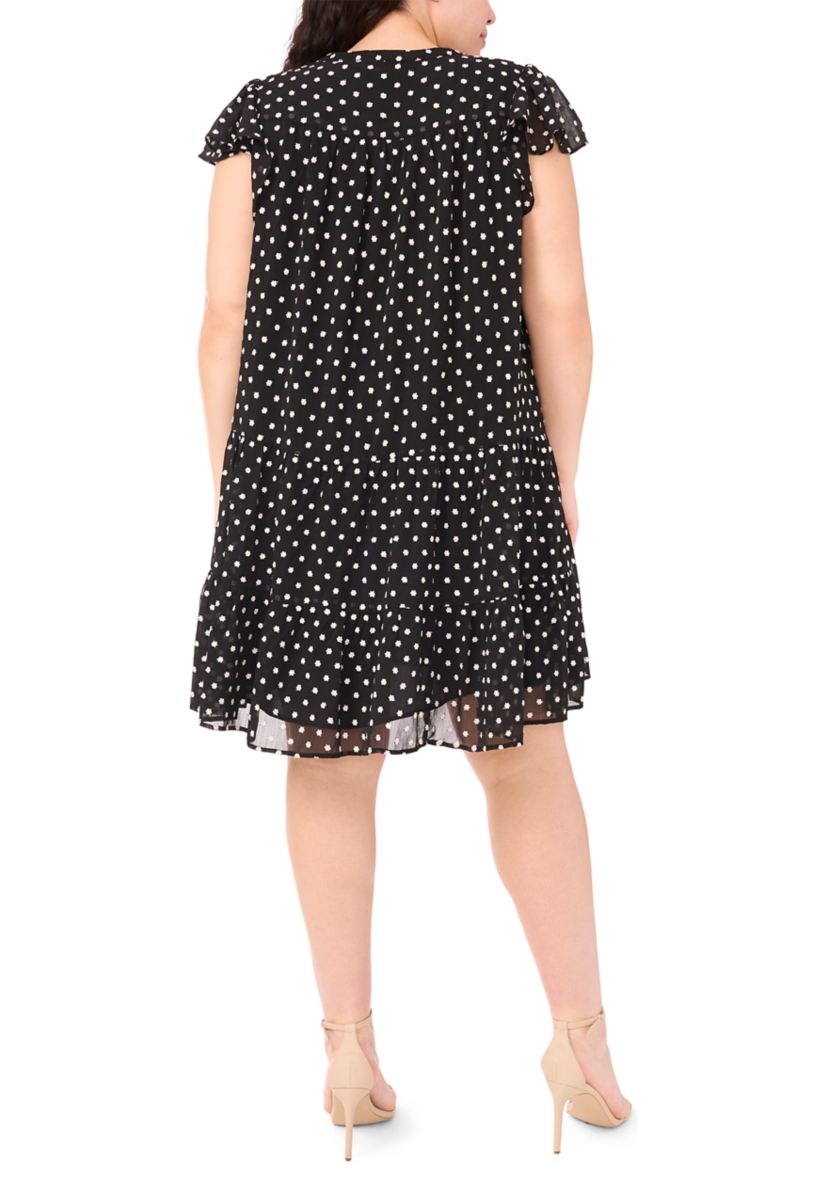 Plus Size Flutter Sleeve Tiered Dress