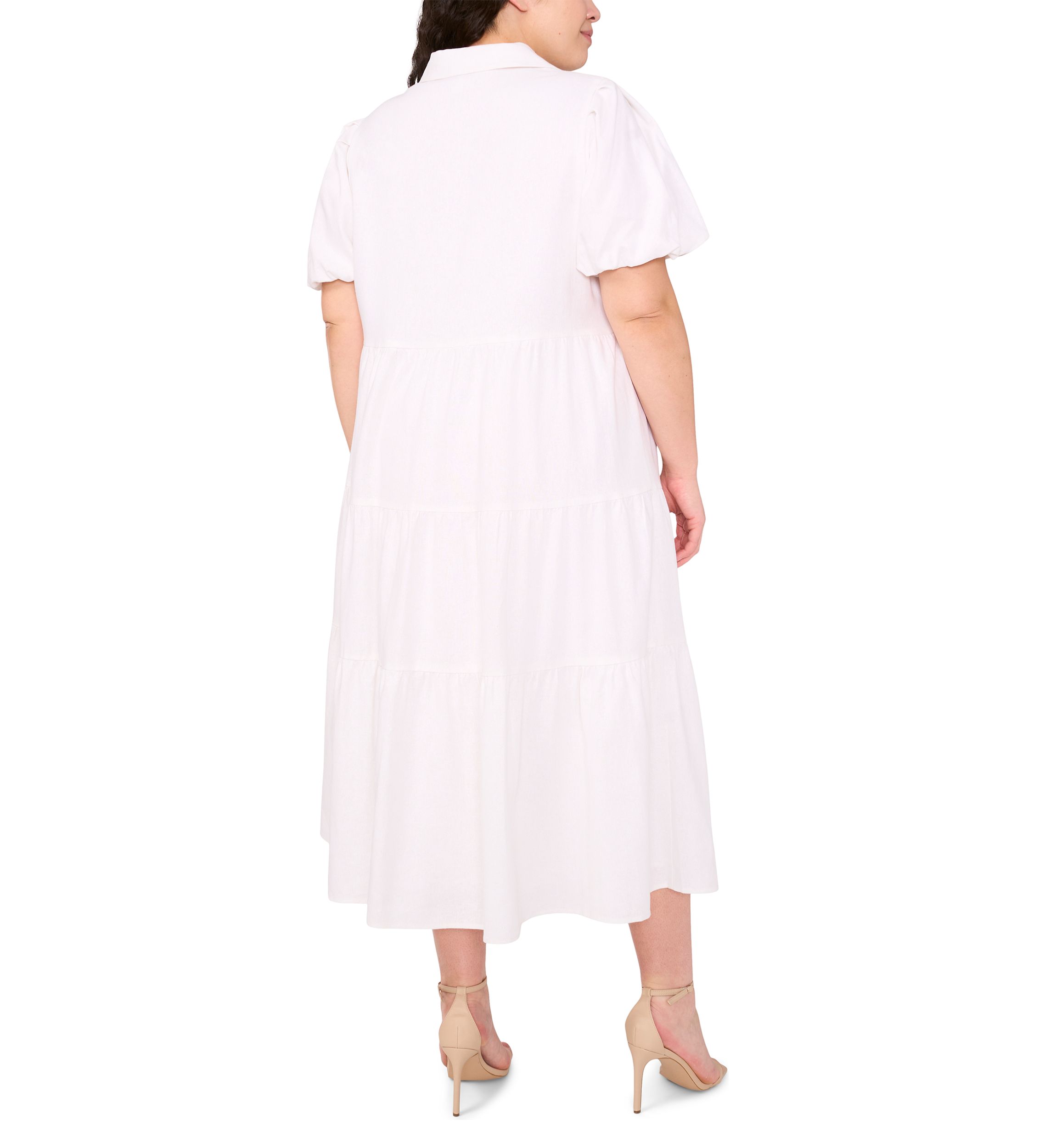 white linen plus size maxi dress Final Sale Plus Size Self Tie Strap Light Weight Linen Blend Dress in Off White