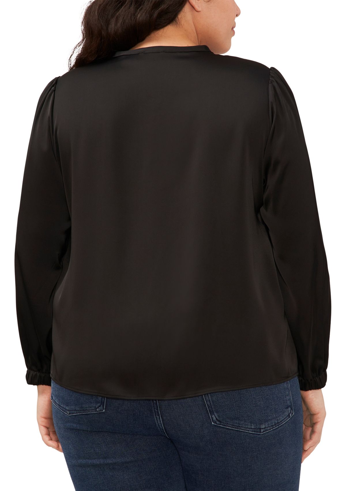 Plus Size Long Sleeve Charmeuse Blouse