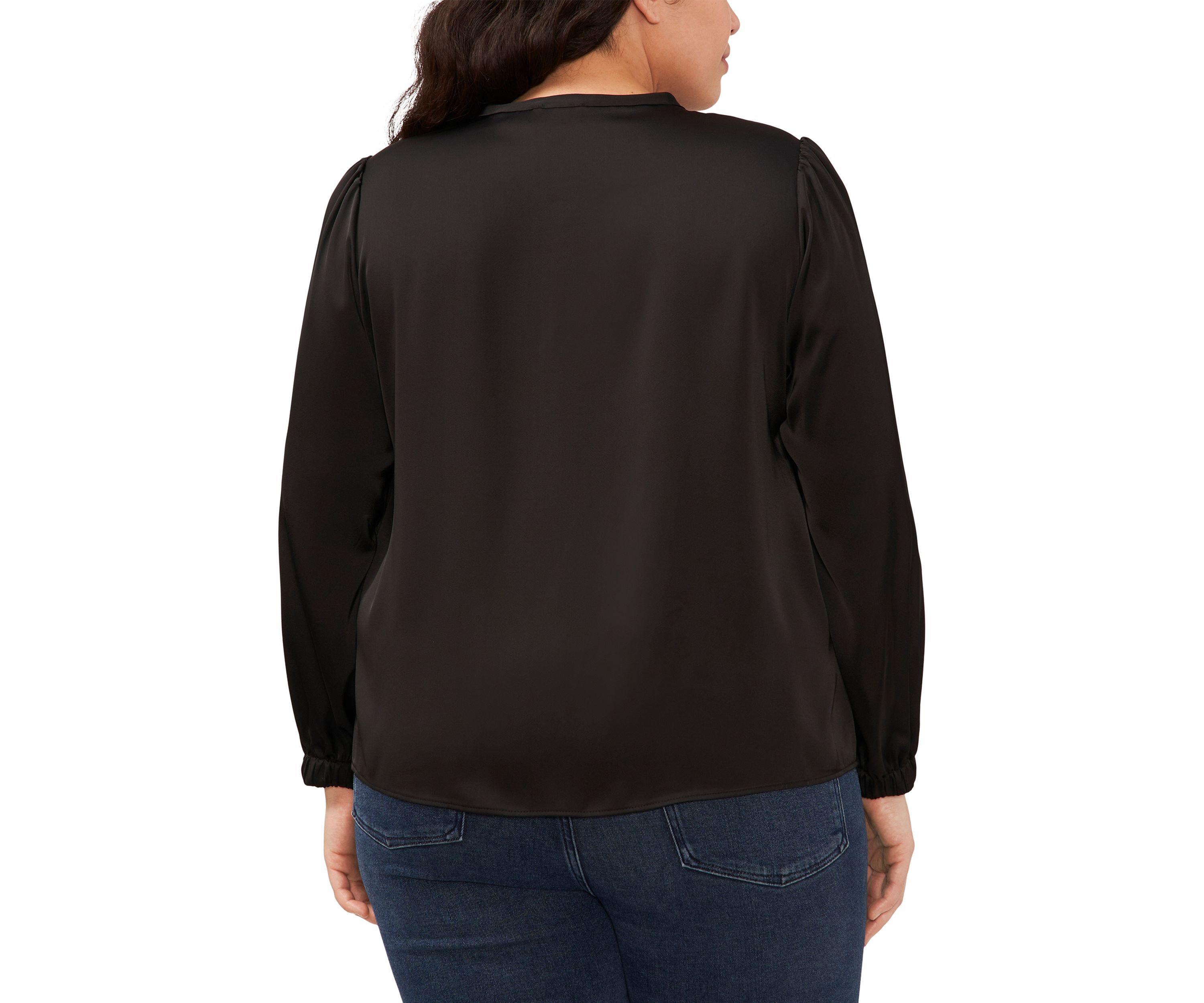 Plus Size Long Sleeve Charmeuse Blouse