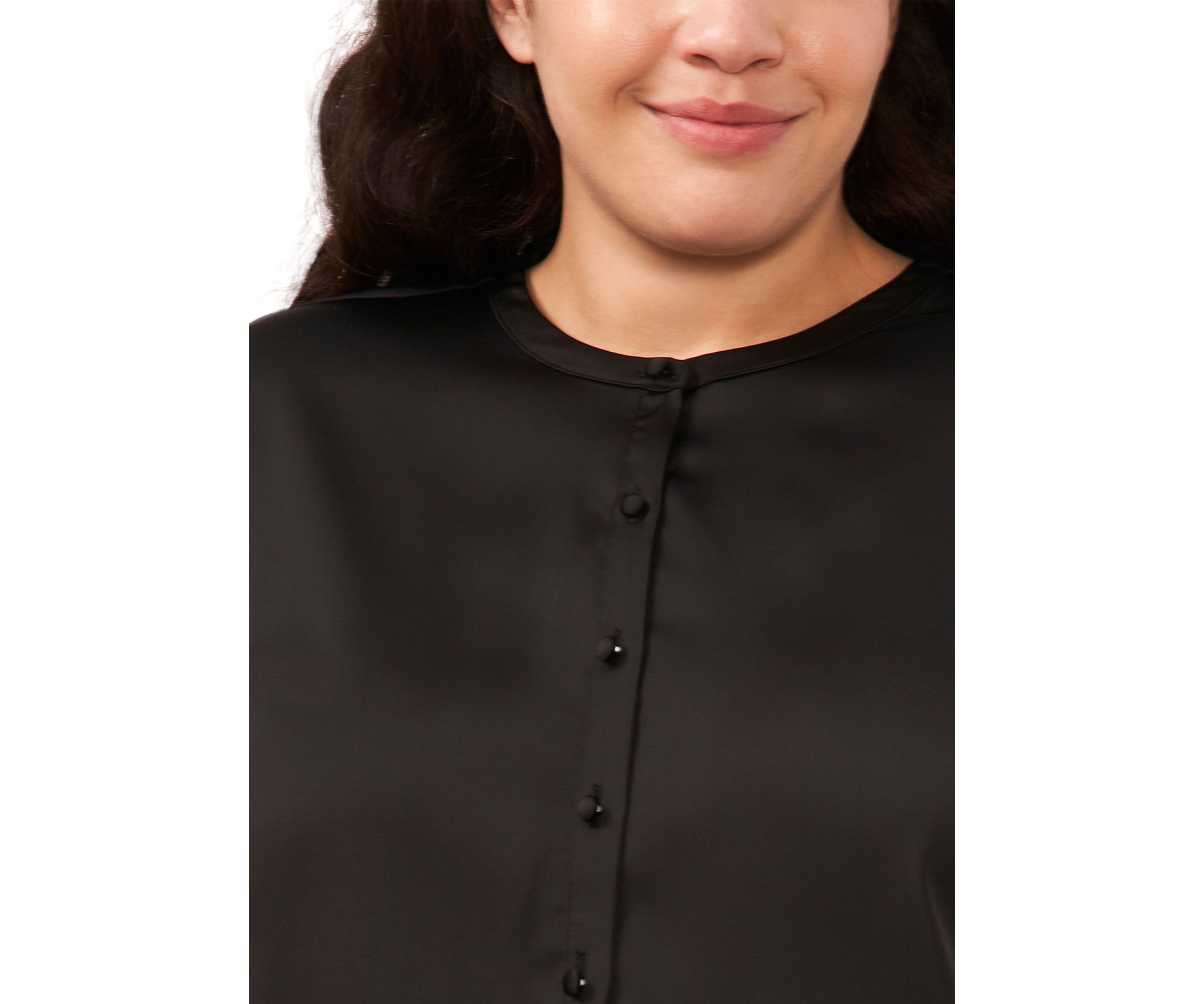 Plus Size Long Sleeve Charmeuse Blouse