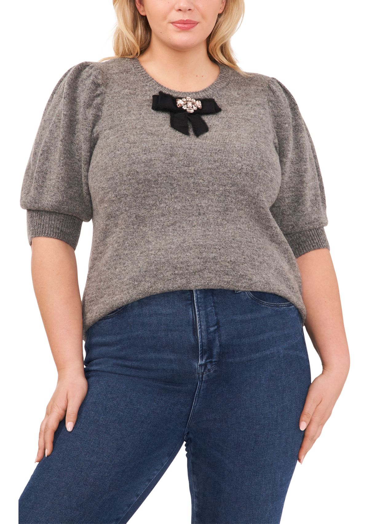 Plus Size Puff Sleeve Sweater