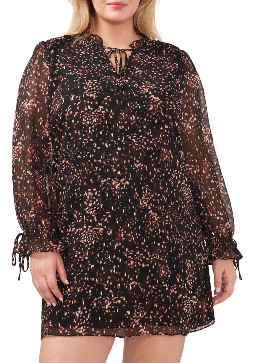 Plus Size V-Neck Dress with Ruffles
