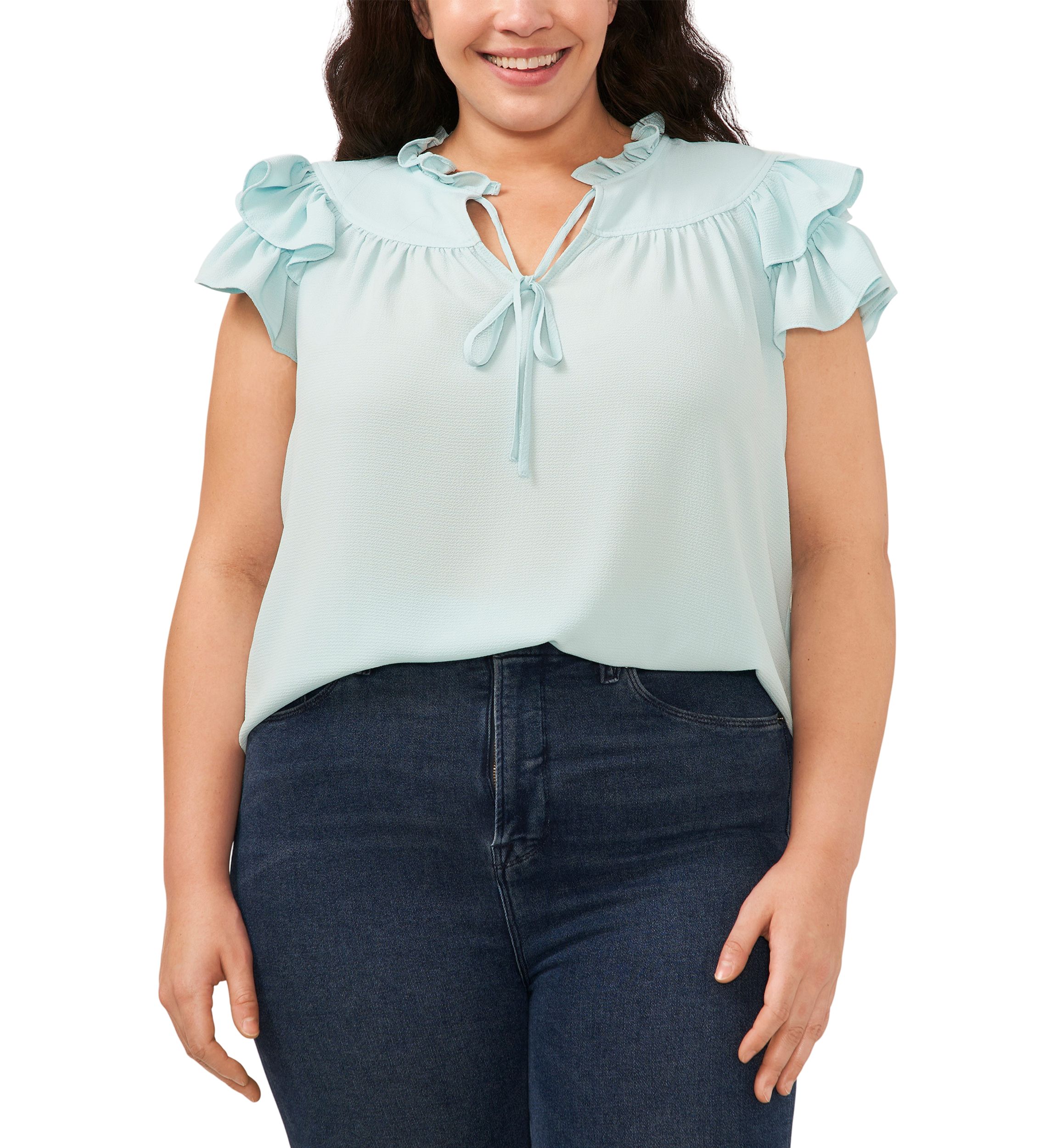 Plus Size Flutter Sleeve Blouse