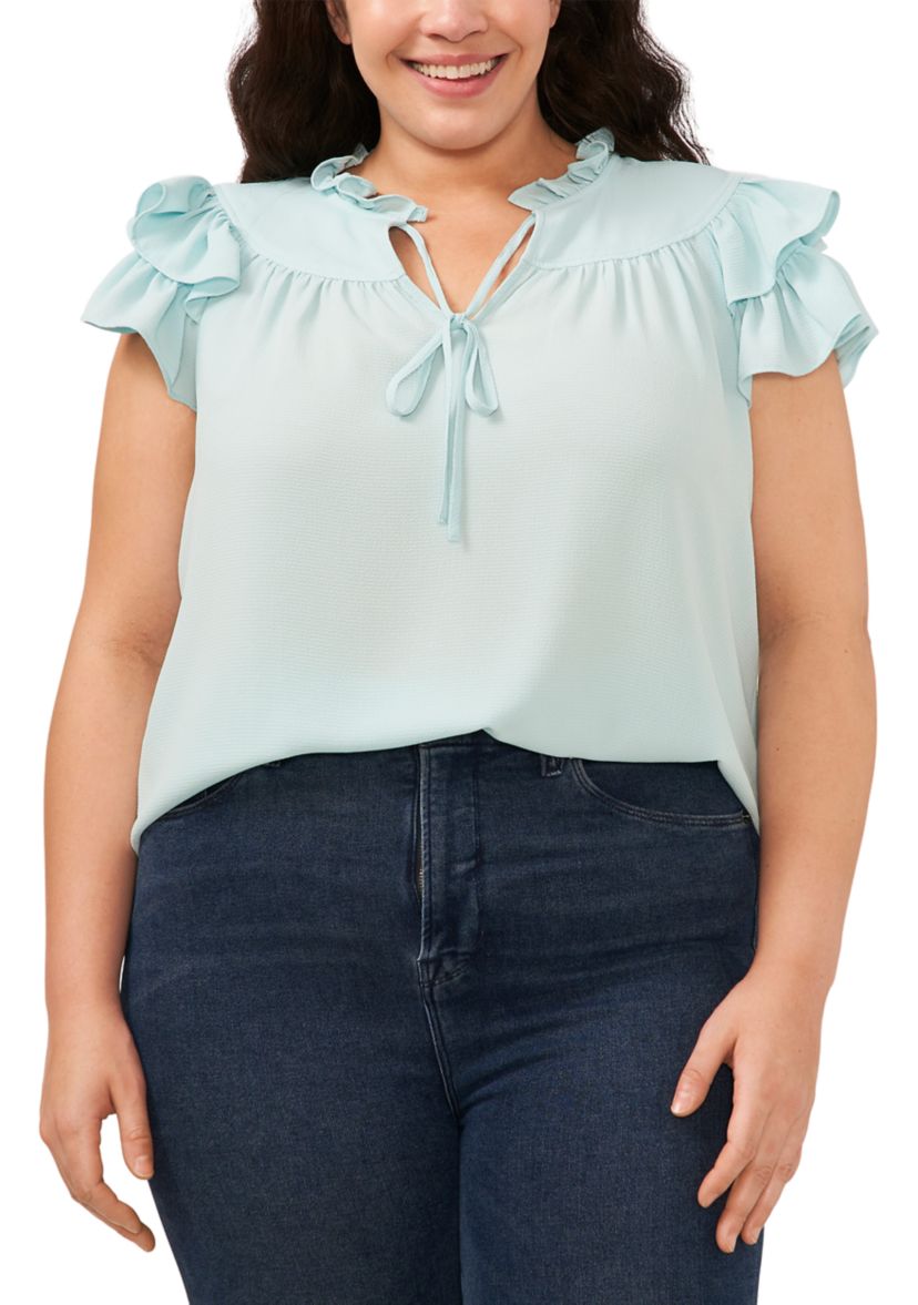 Plus Size Flutter Sleeve Blouse
