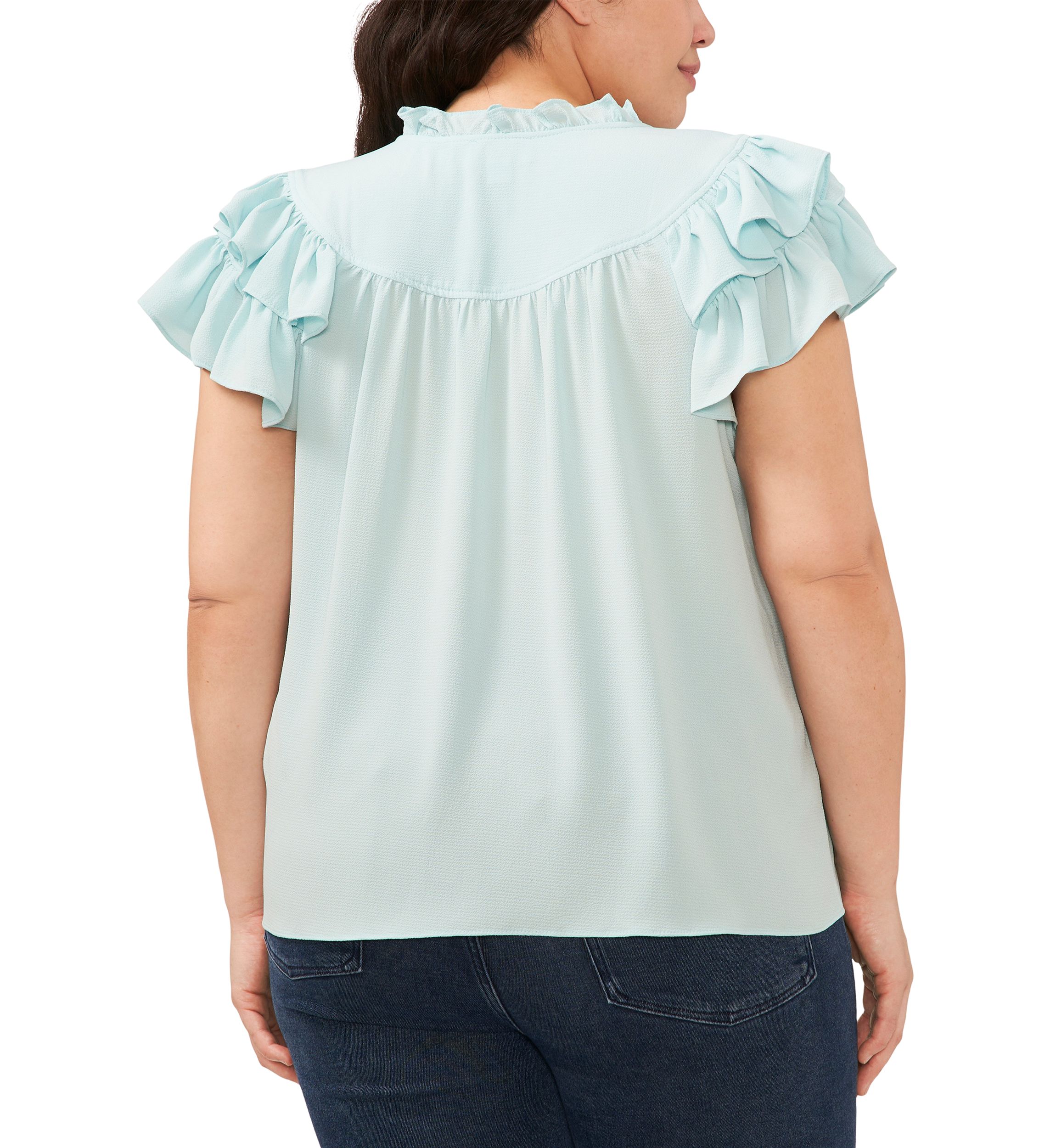 Plus Size Flutter Sleeve Blouse