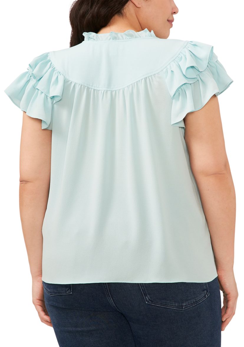 Plus Size Flutter Sleeve Blouse