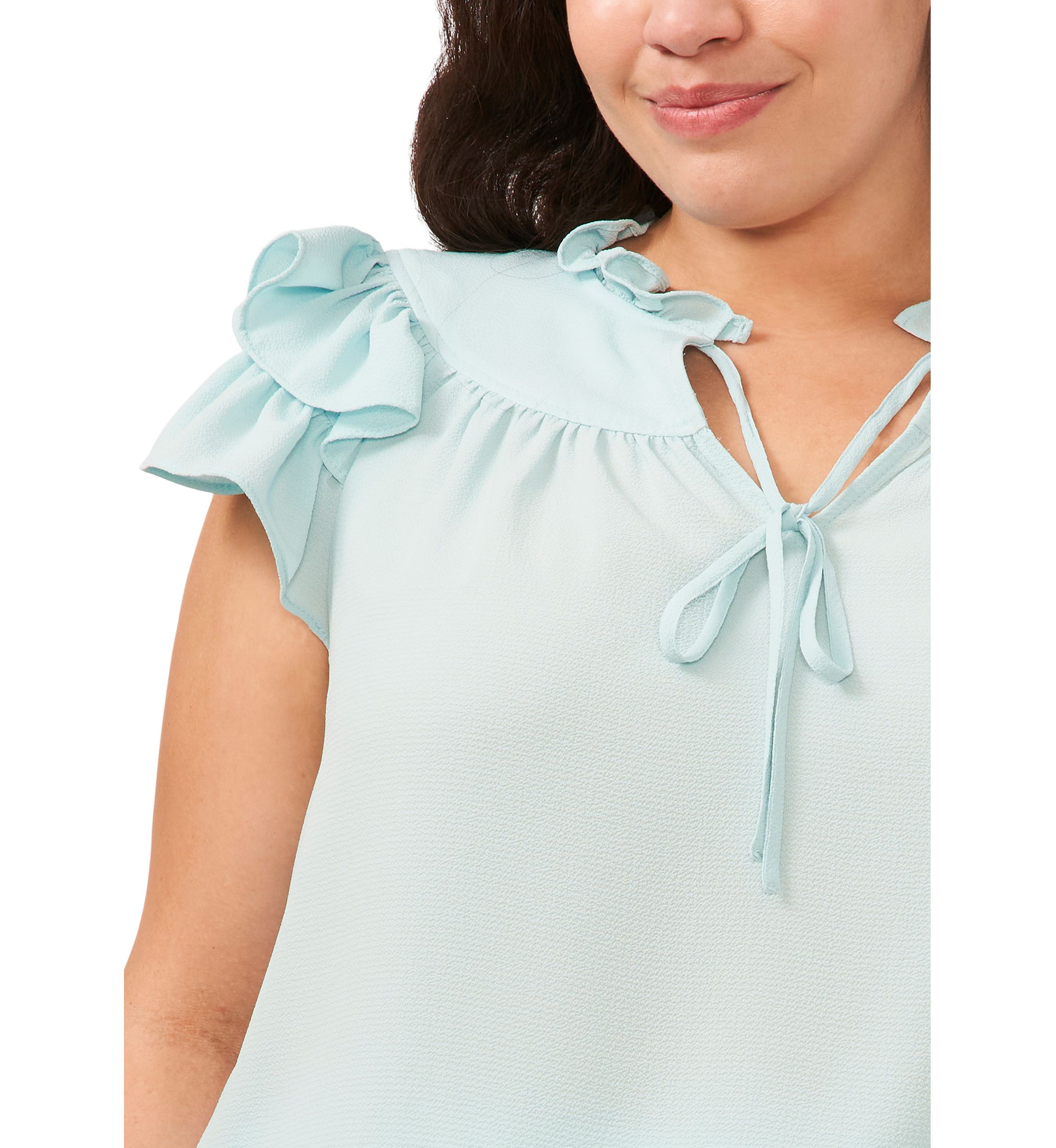 Plus Size Flutter Sleeve Blouse